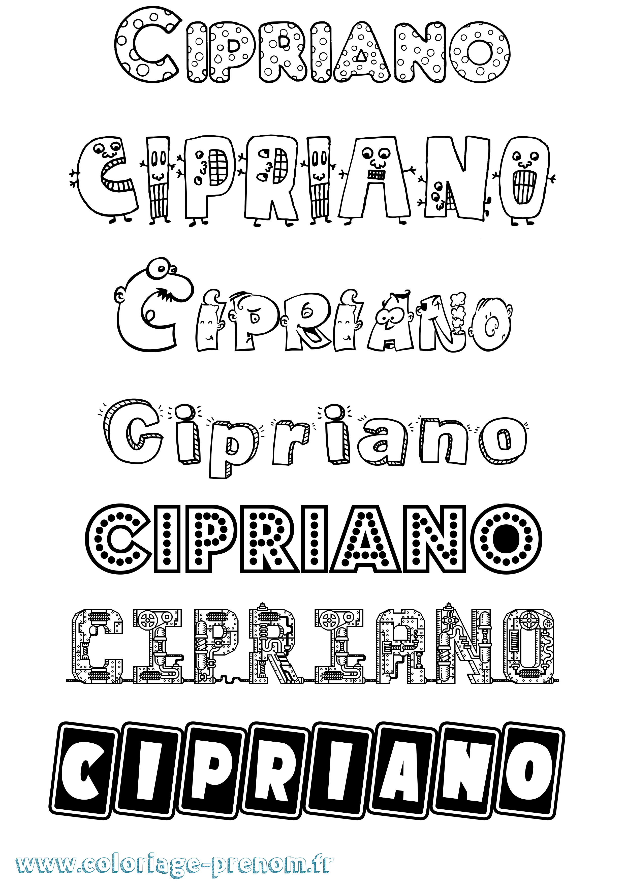 Coloriage prénom Cipriano Fun