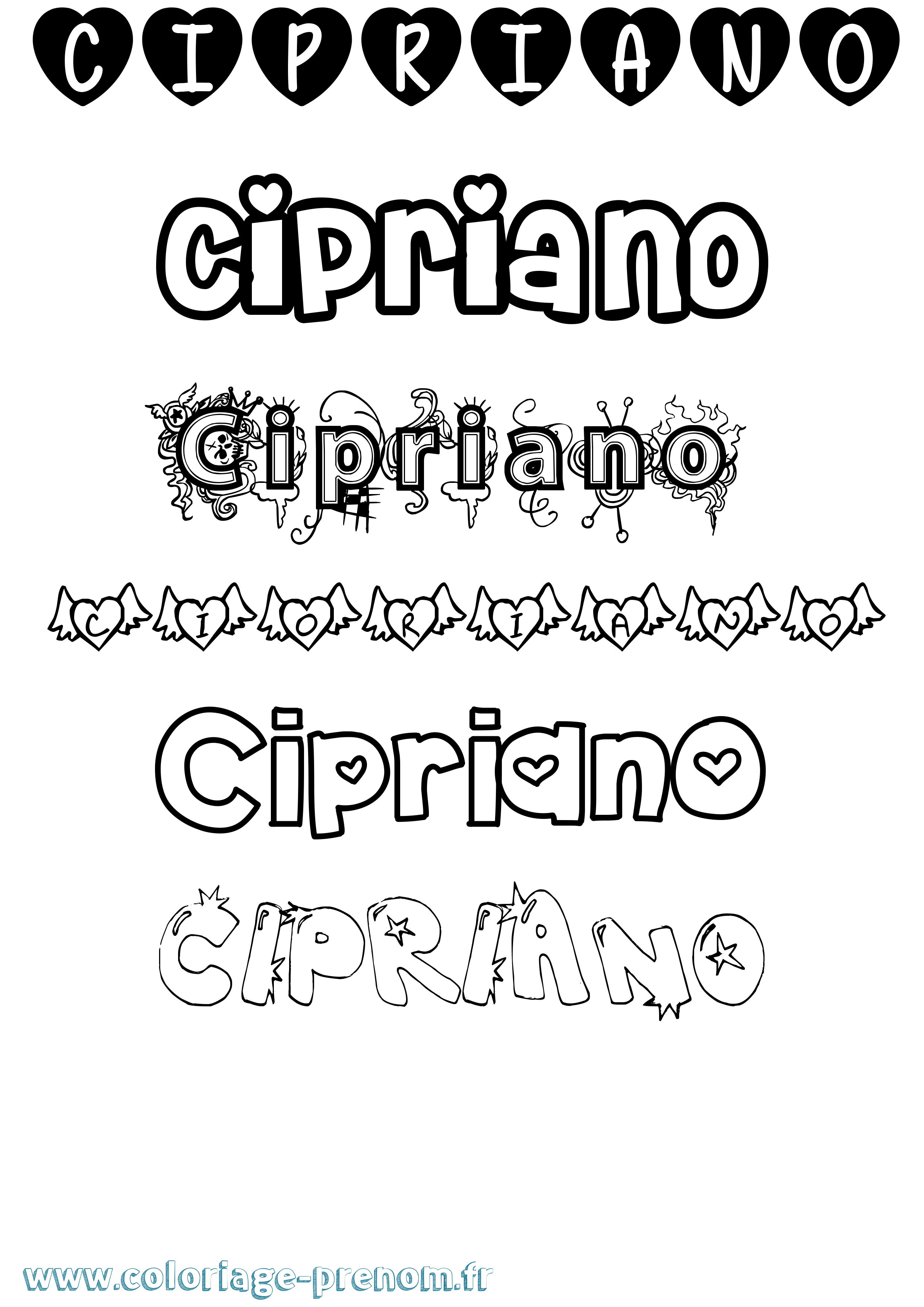 Coloriage prénom Cipriano Girly