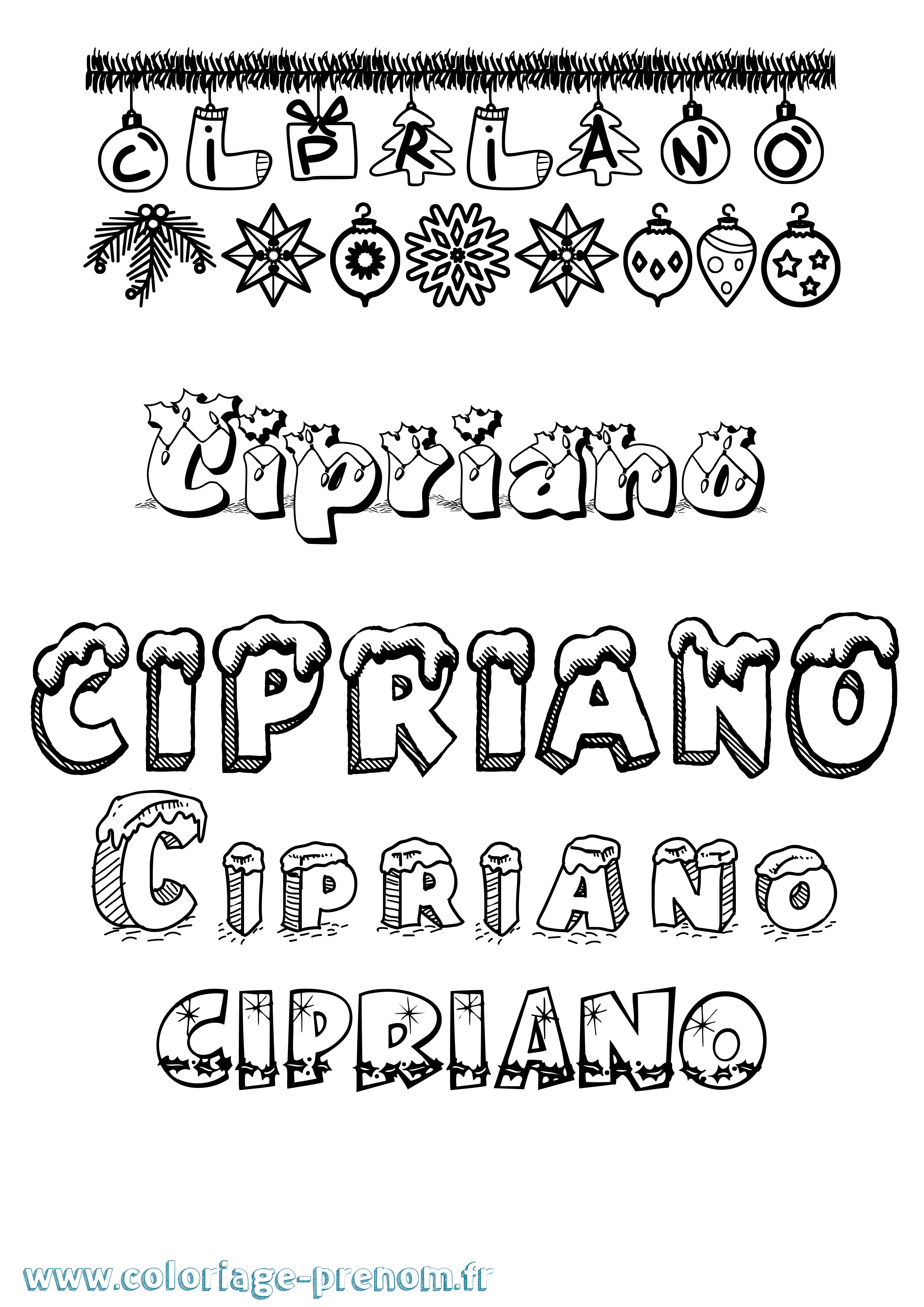 Coloriage prénom Cipriano Noël