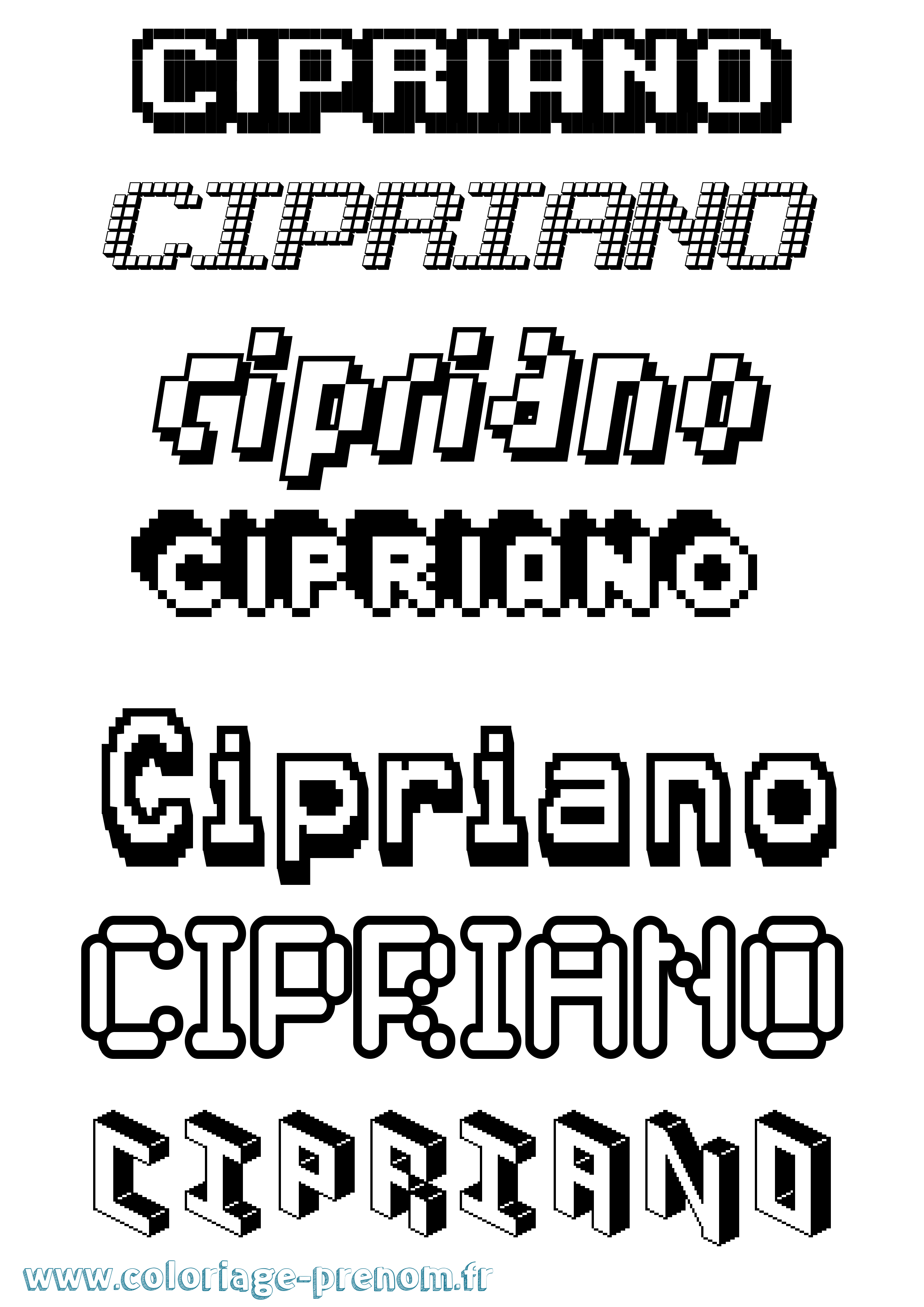 Coloriage prénom Cipriano Pixel