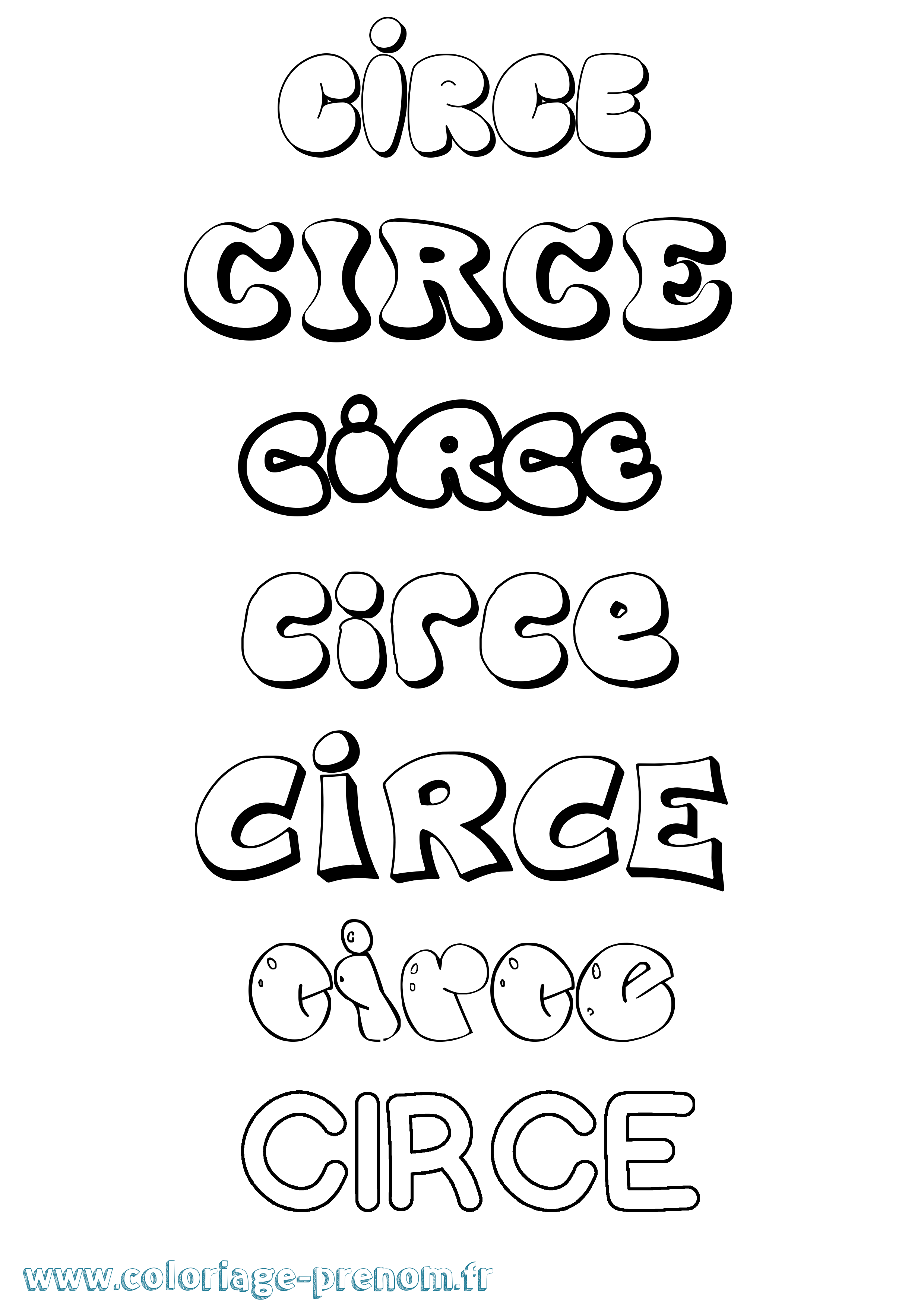 Coloriage Circe Bubble Coloriage prénom Circe Bubble