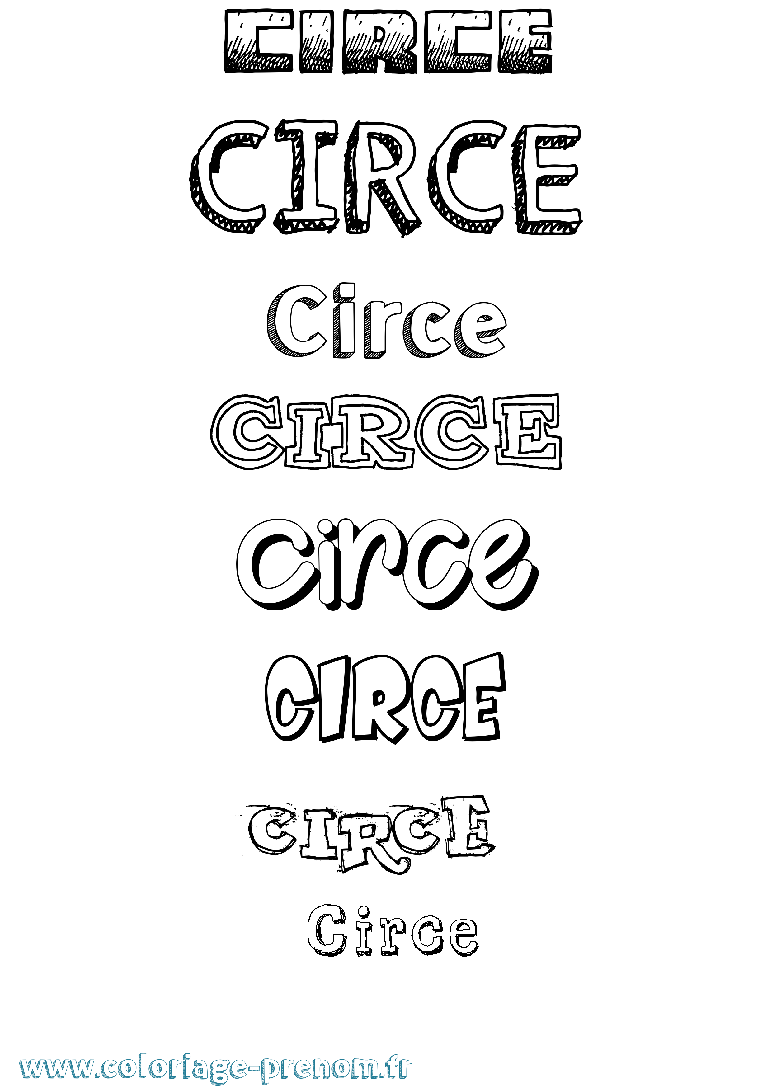Coloriage Circe Dessiné Coloriage prénom Circe Dessiné