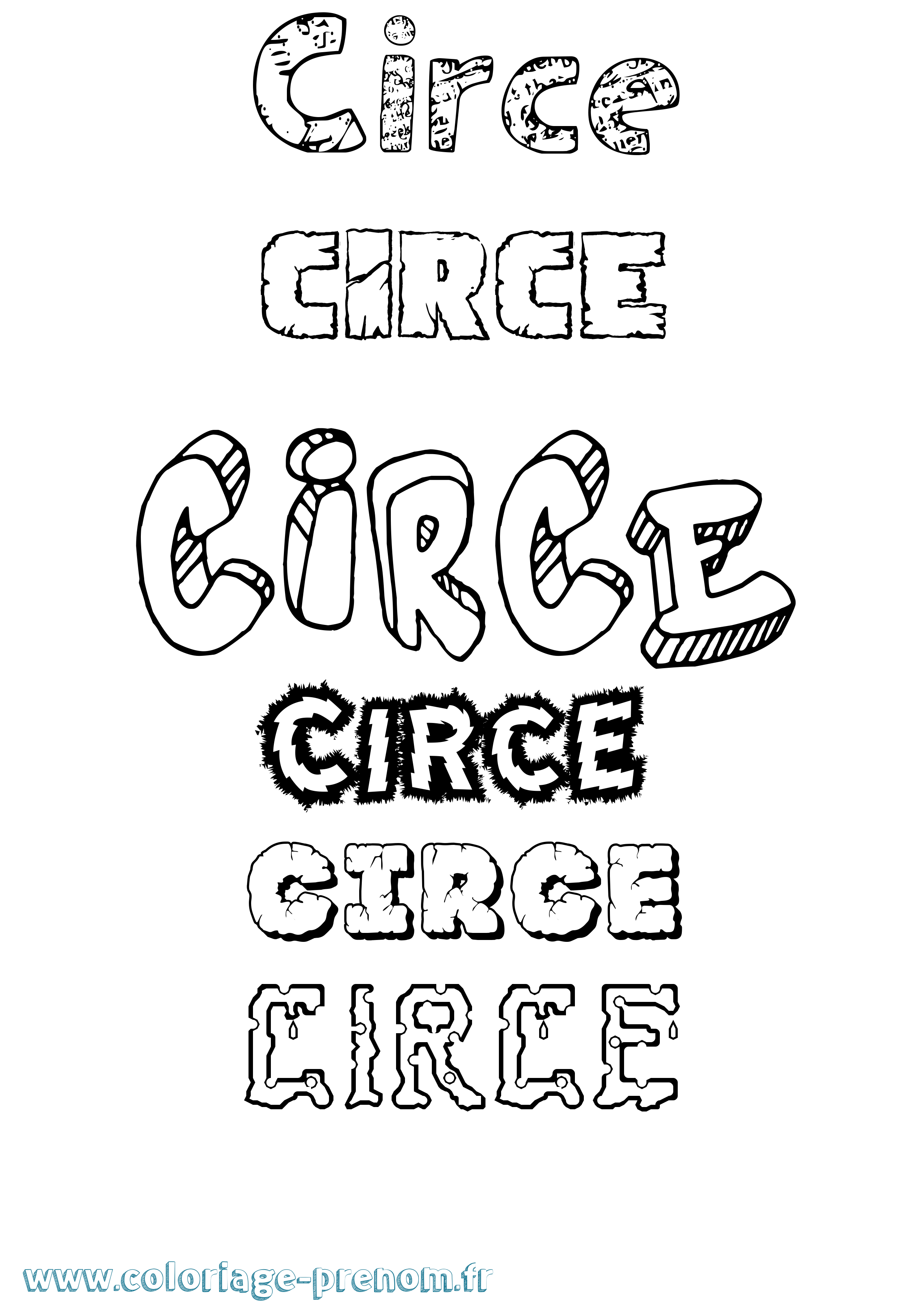 Coloriage Circe Destructuré Coloriage prénom Circe Destructuré