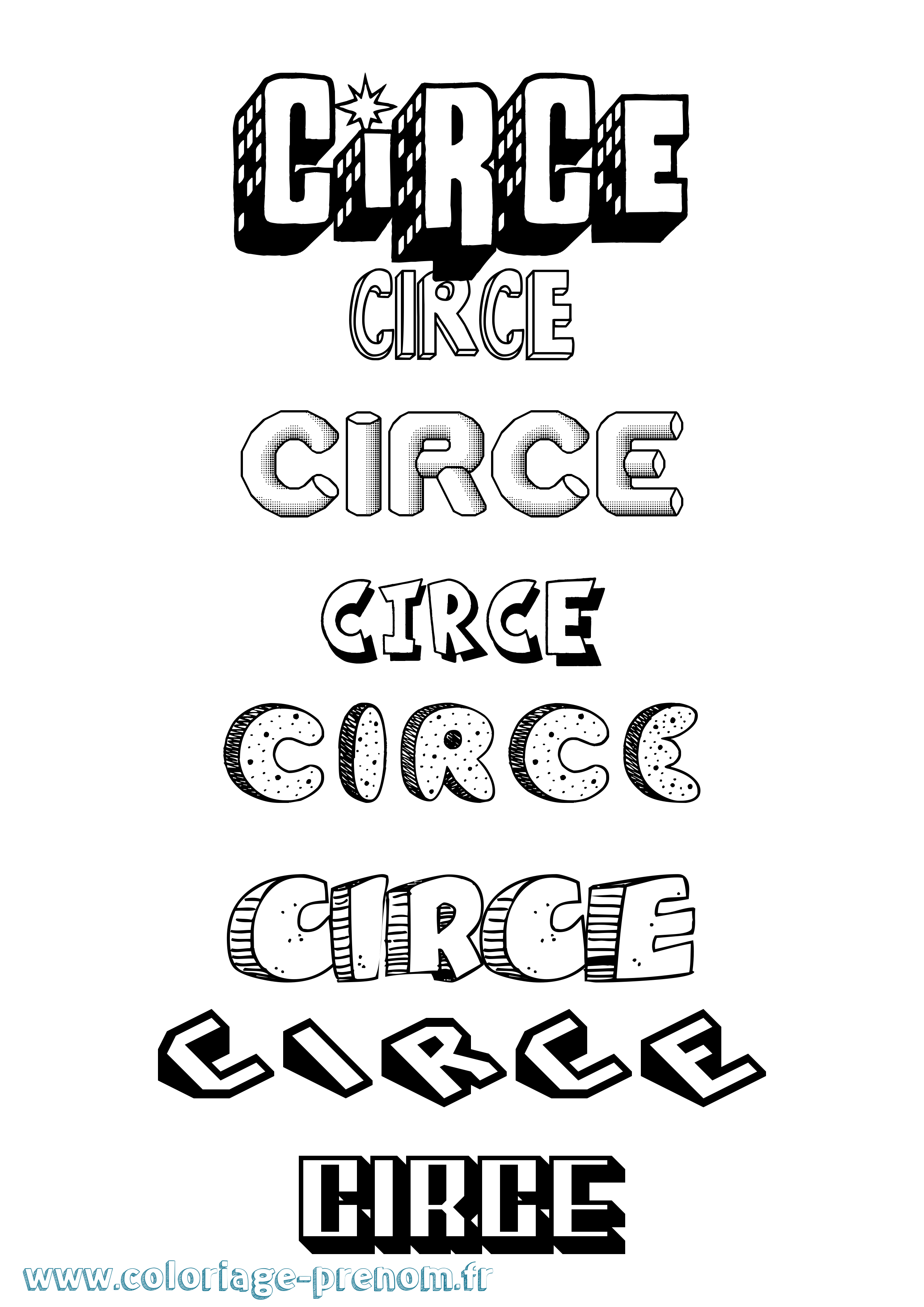 Coloriage Circe Effet 3D Coloriage prénom Circe Effet 3D