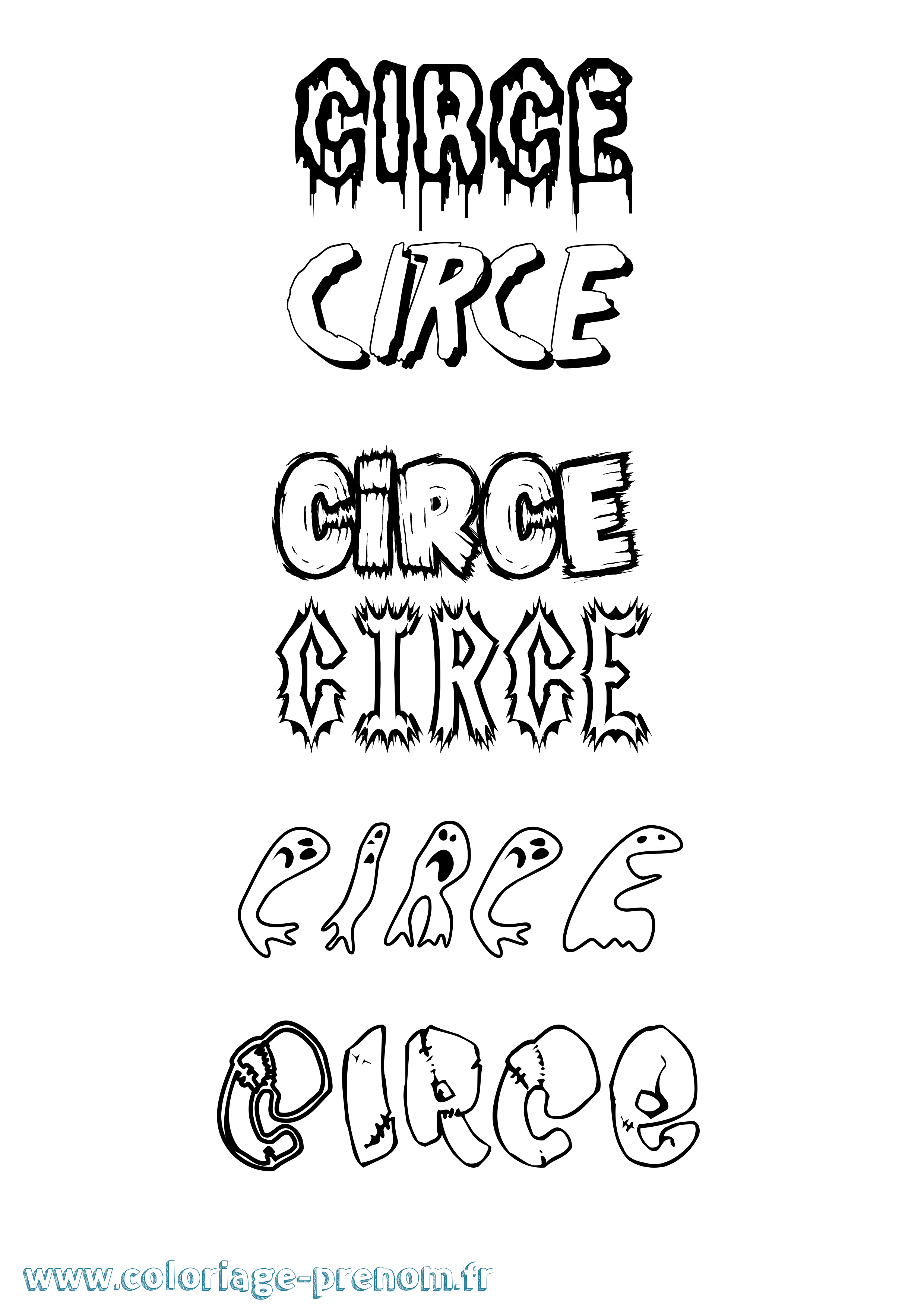 Coloriage Circe Frisson Coloriage prénom Circe Frisson