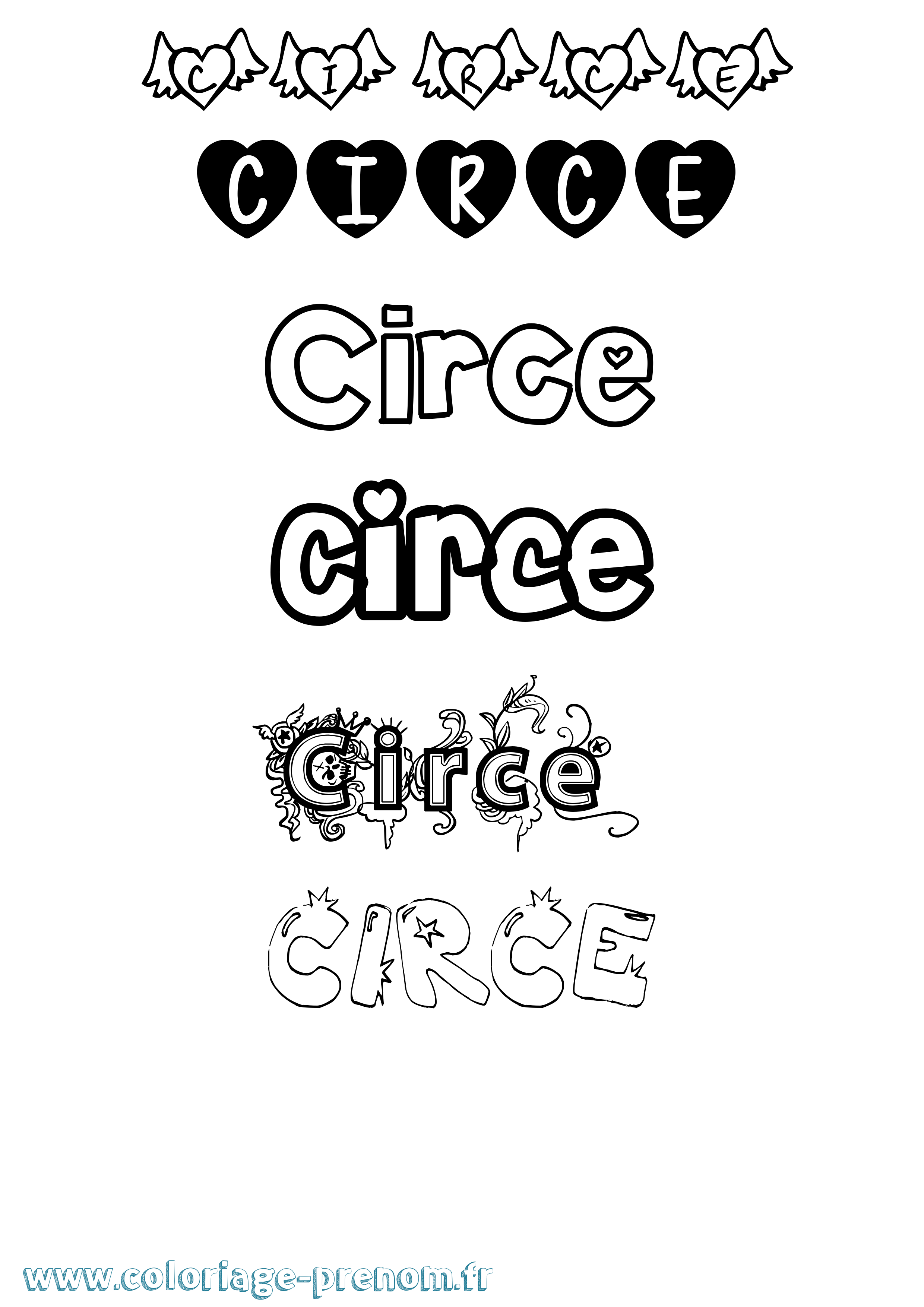 Coloriage Circe Girly Coloriage prénom Circe Girly