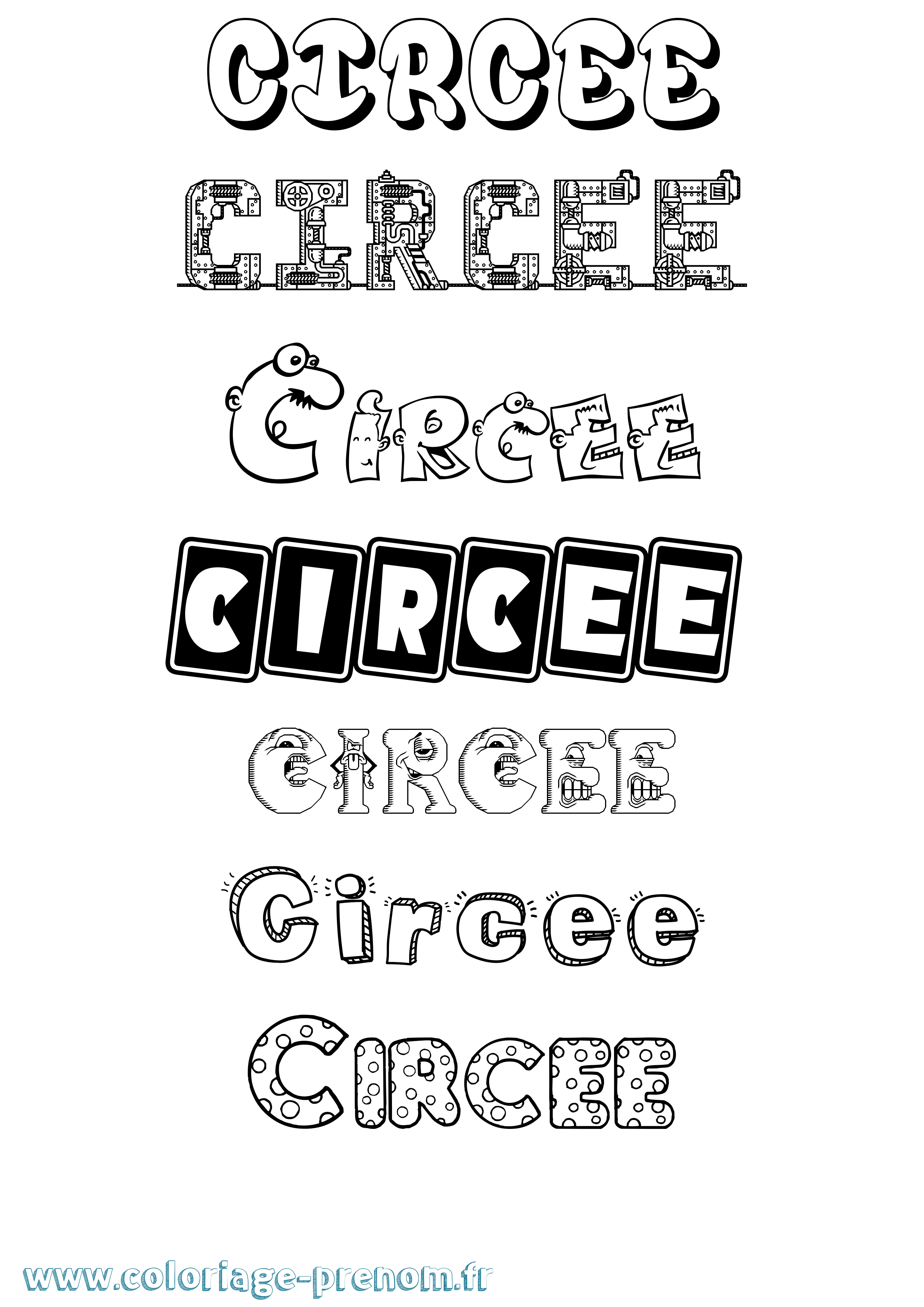 Coloriage prénom Circee Fun