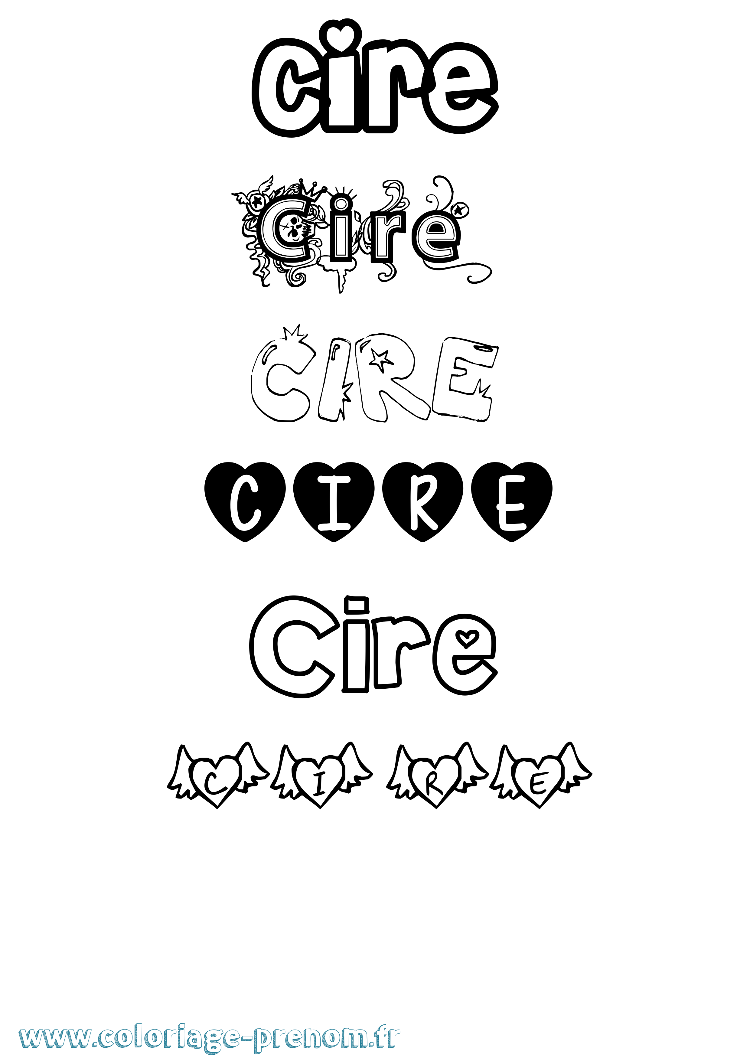 Coloriage prénom Cire Girly