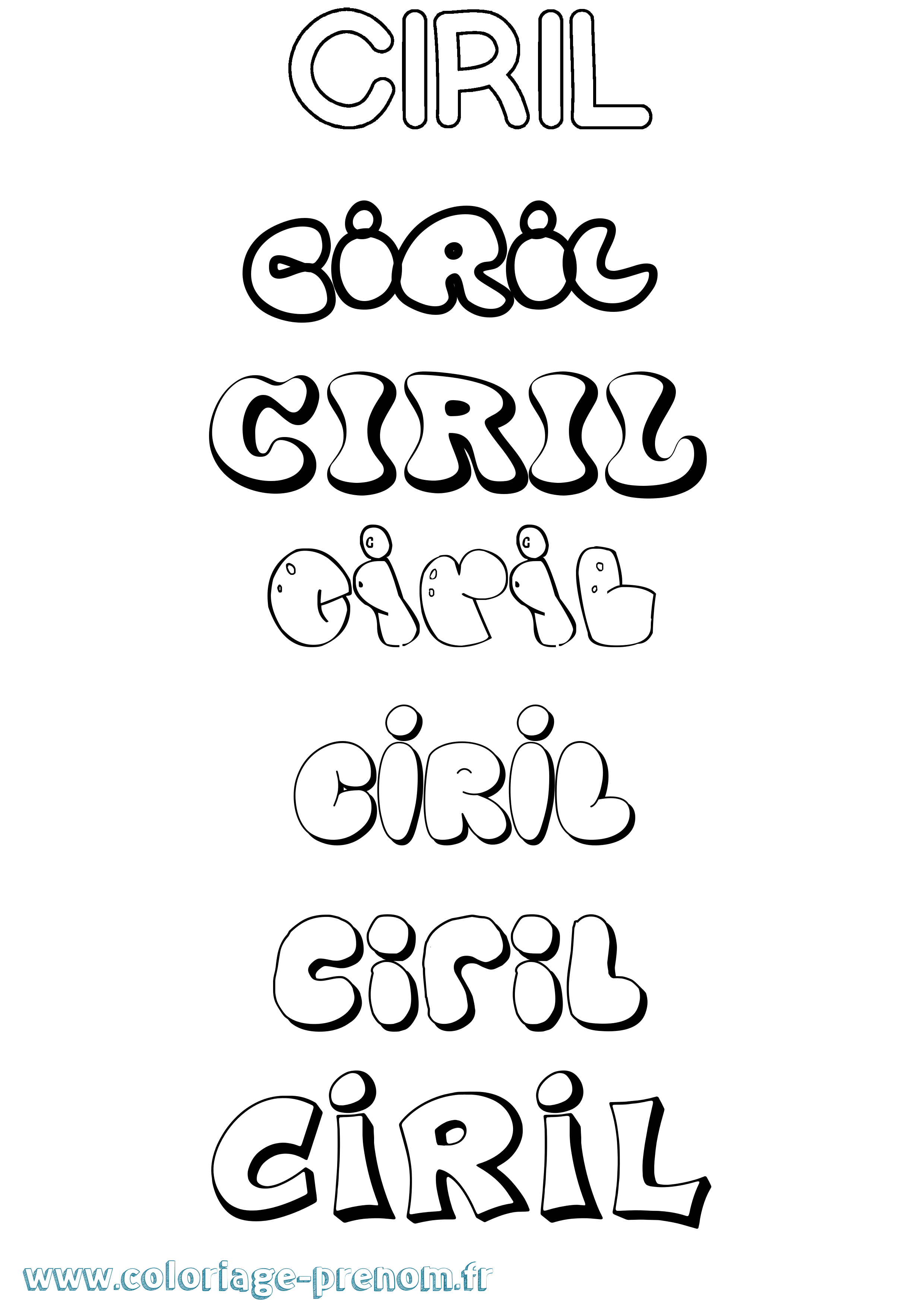 Coloriage prénom Ciril Bubble