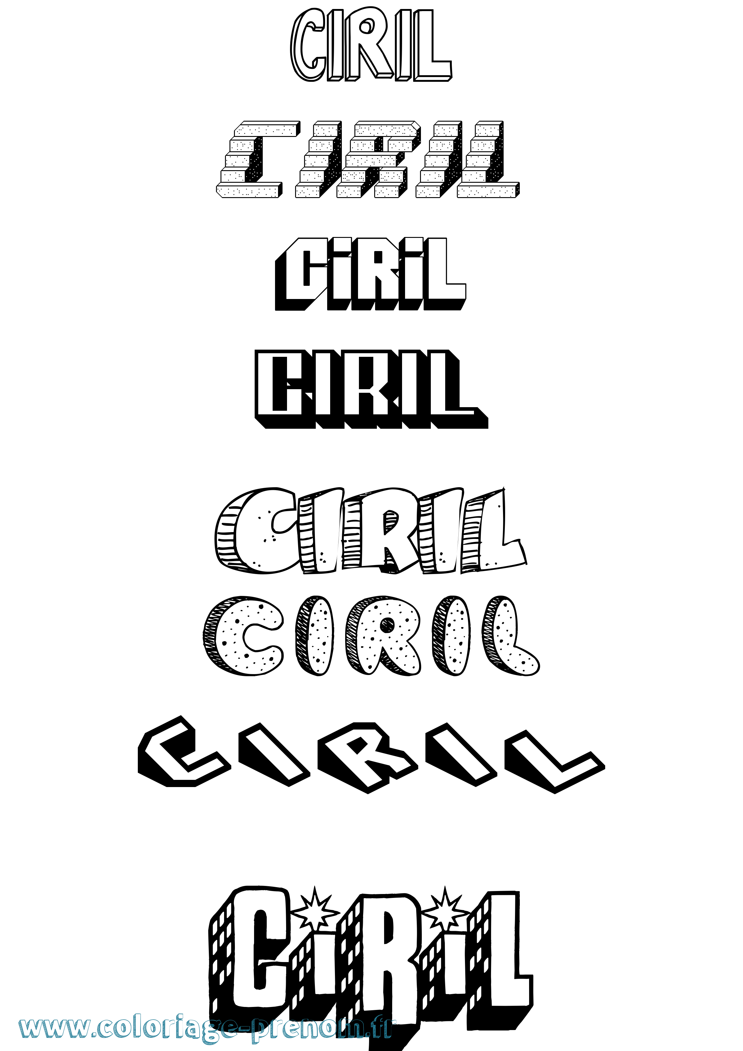 Coloriage Ciril Effet 3D Coloriage prénom Ciril Effet 3D