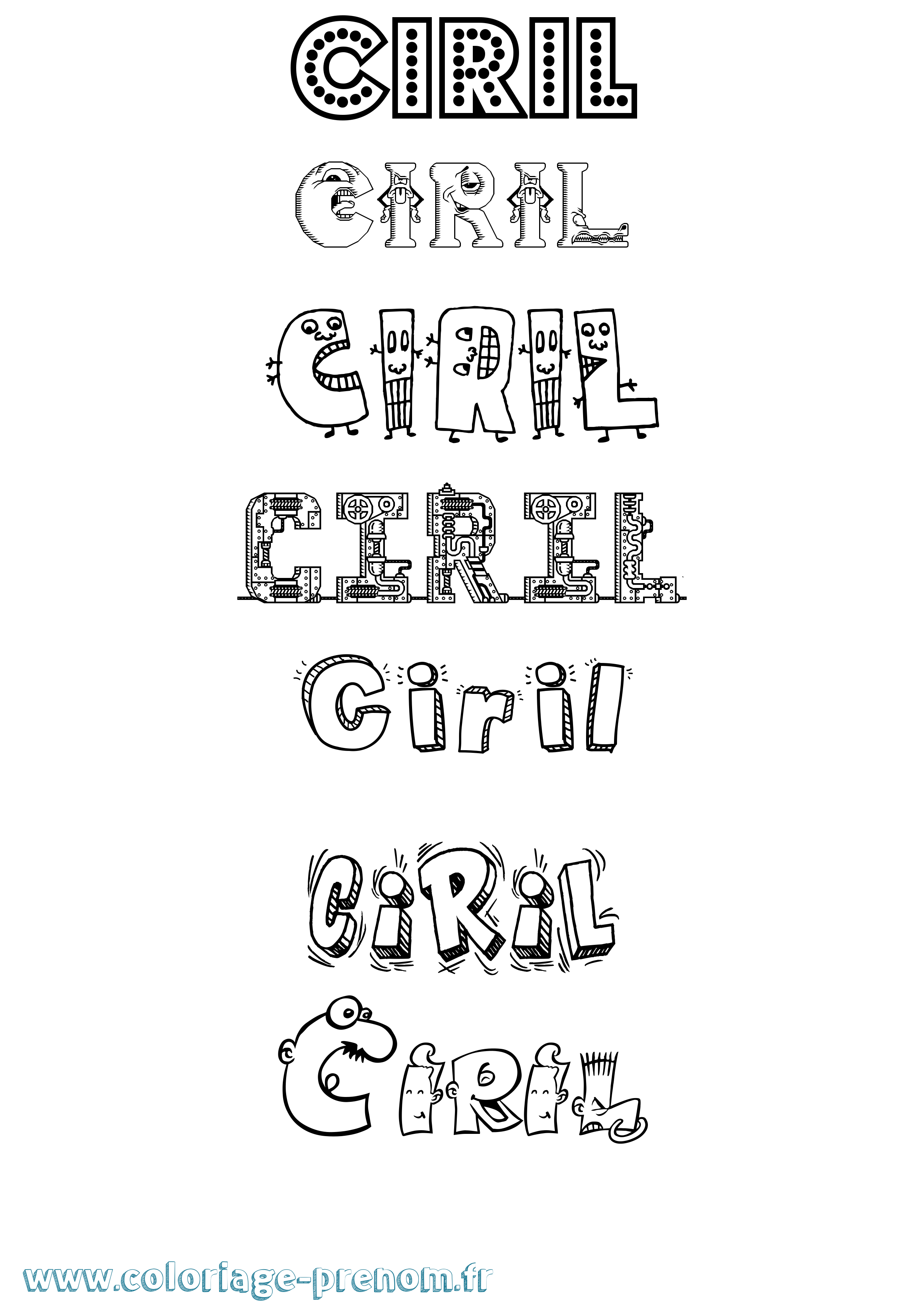 Coloriage Ciril Fun Coloriage prénom Ciril Fun