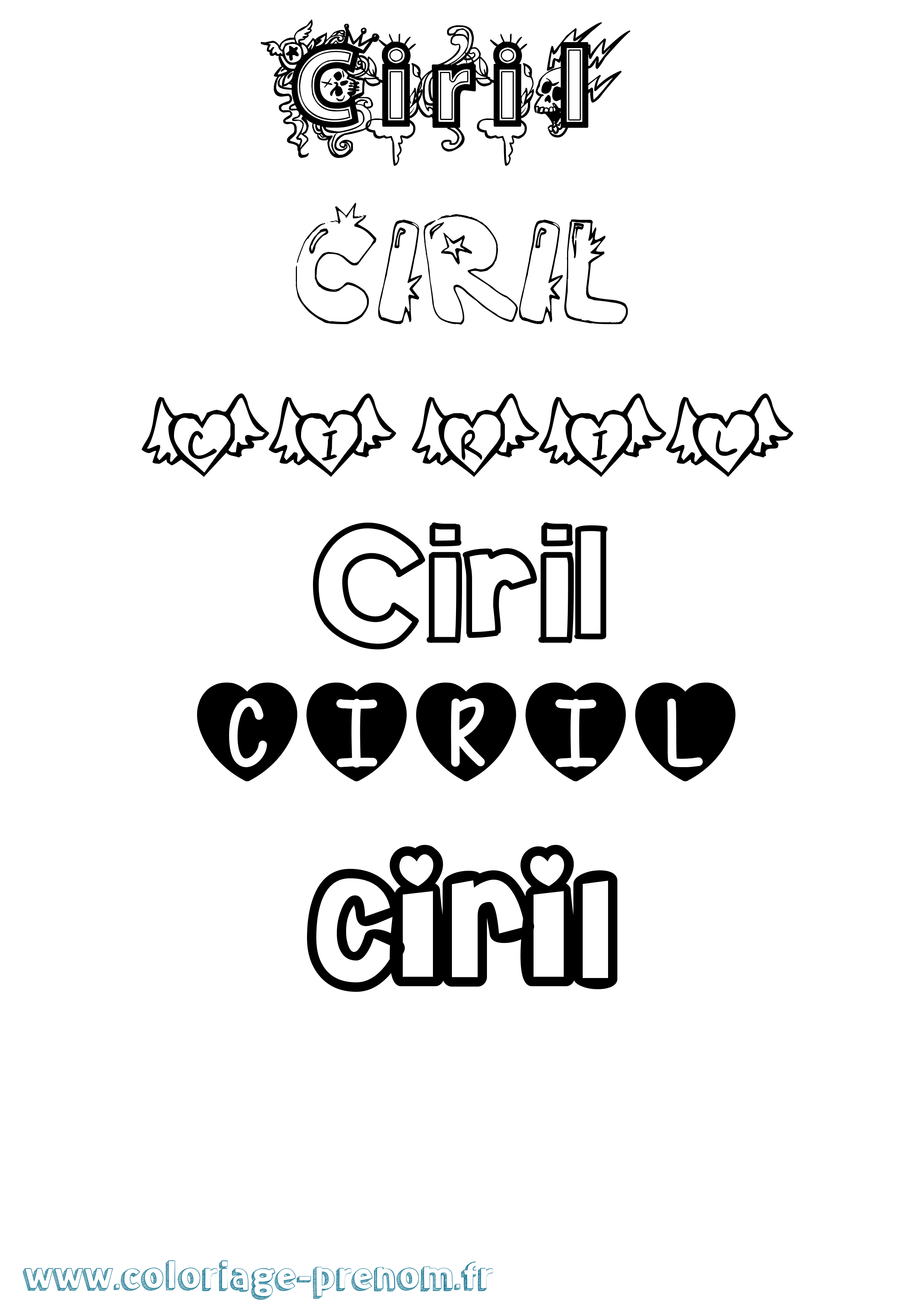 Coloriage Ciril Girly Coloriage prénom Ciril Girly