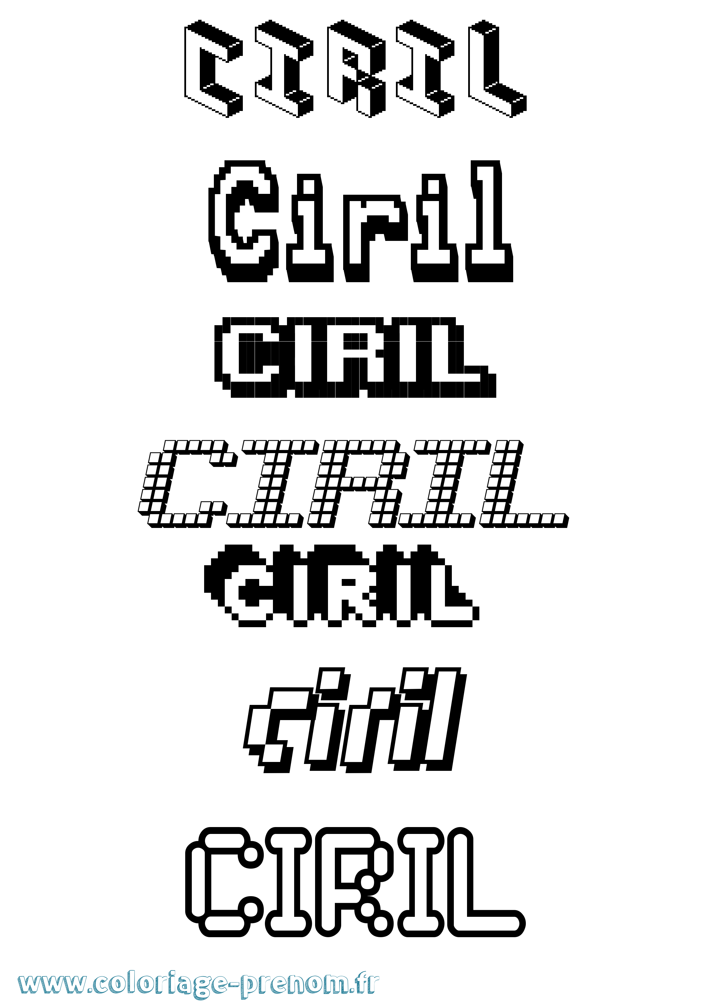 Coloriage prénom Ciril Pixel