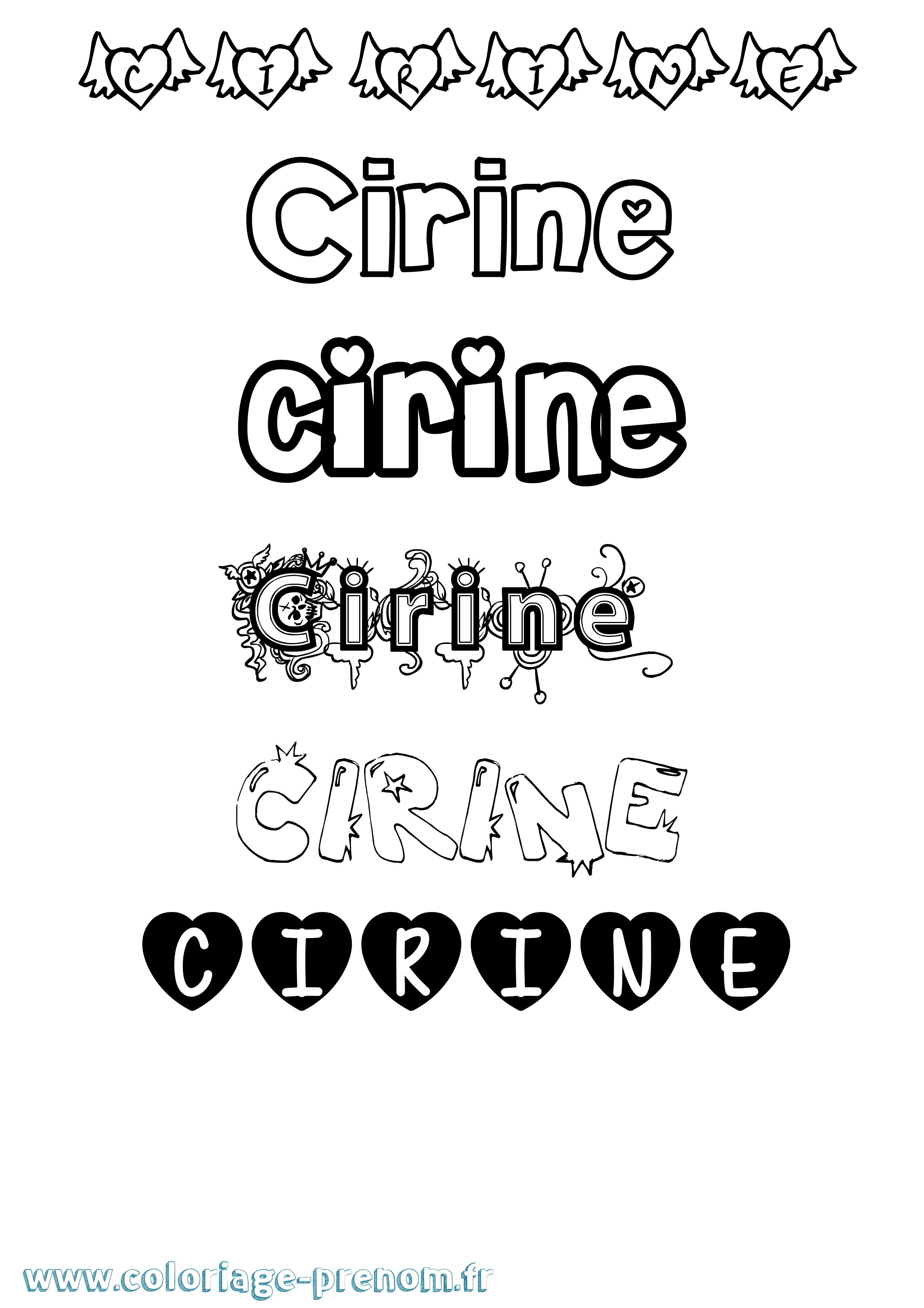 Coloriage prénom Cirine Girly