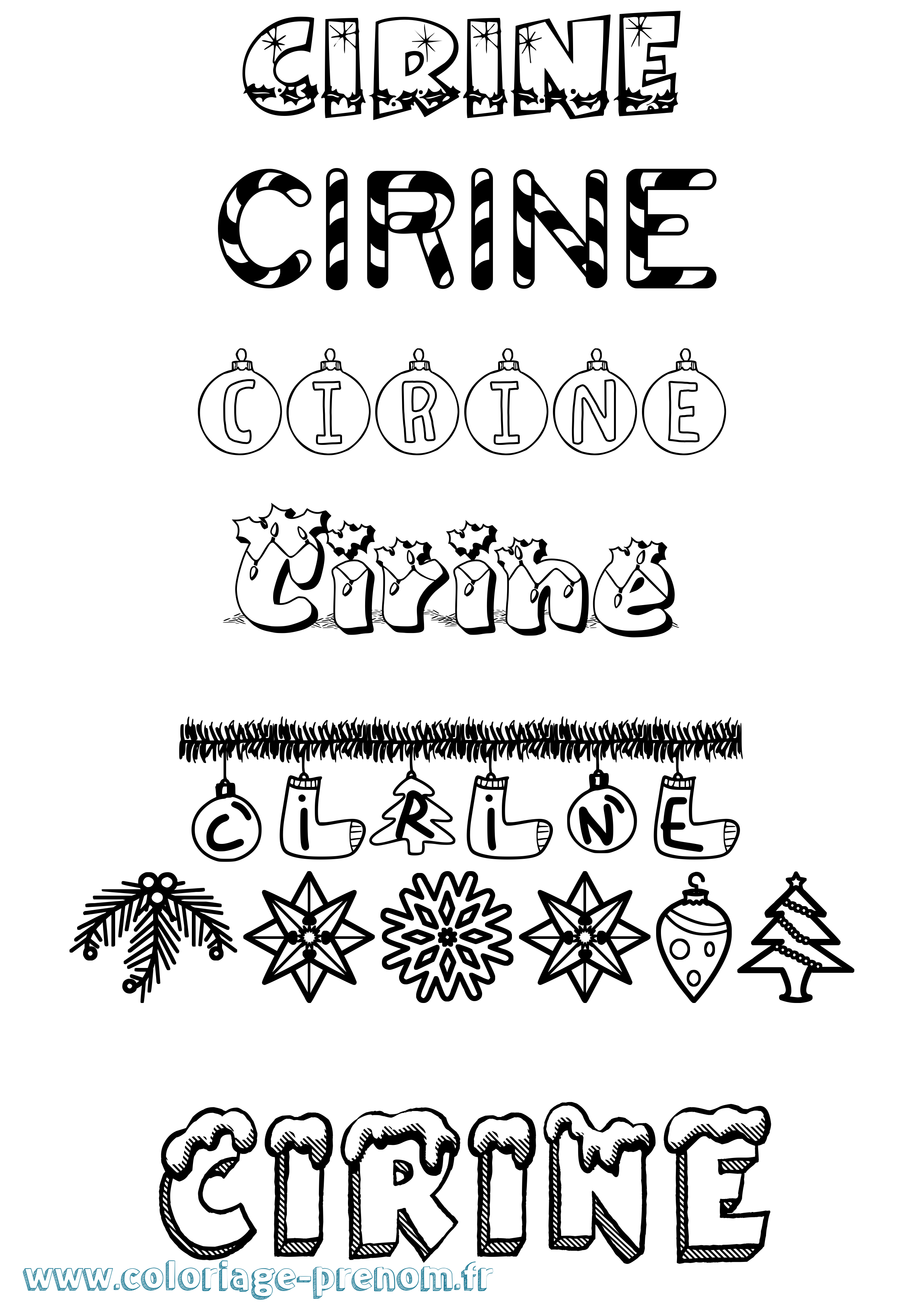 Coloriage prénom Cirine Noël