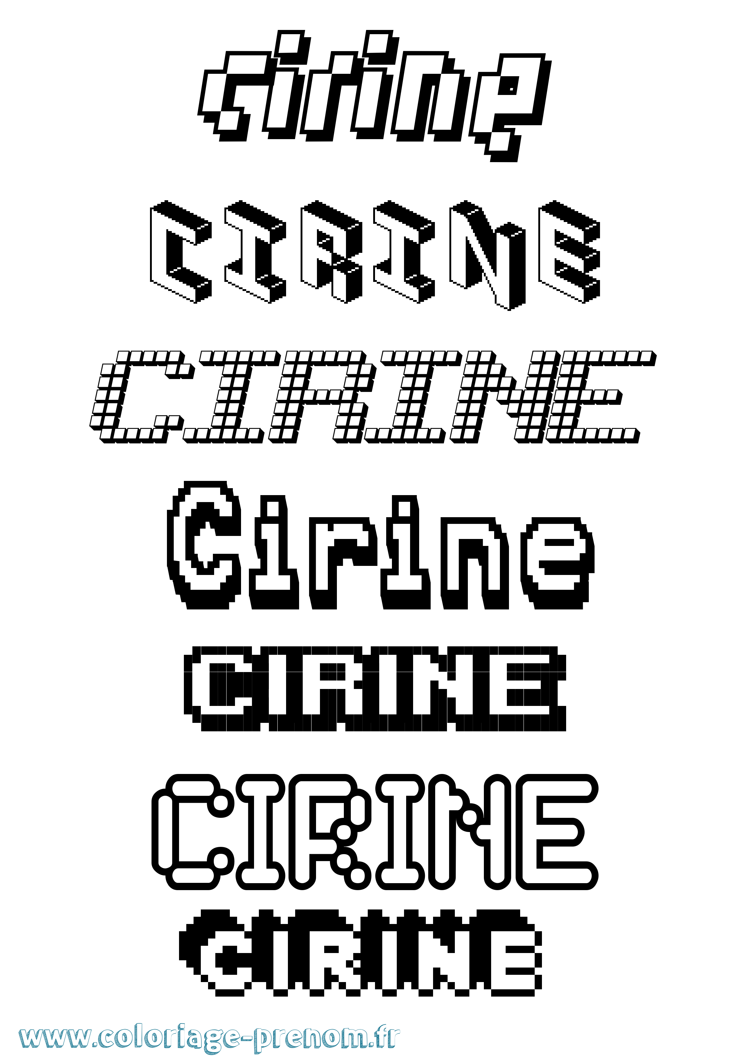 Coloriage prénom Cirine Pixel