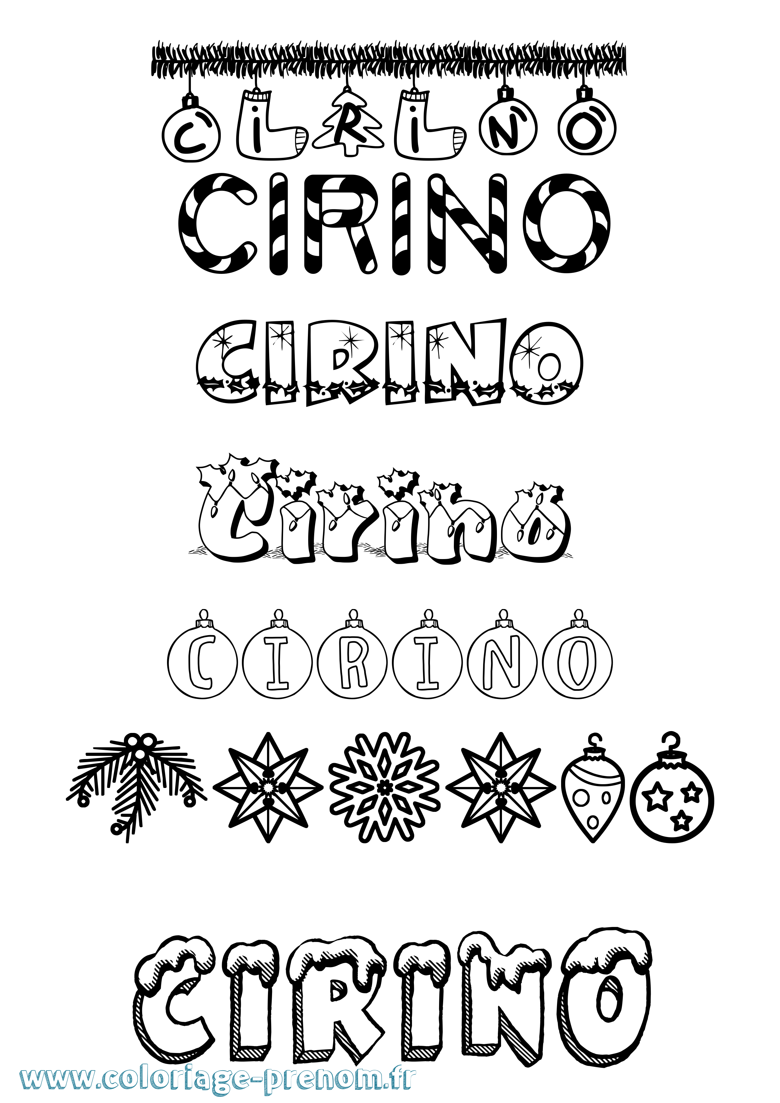 Coloriage Cirino Noël Coloriage prénom Cirino Noël