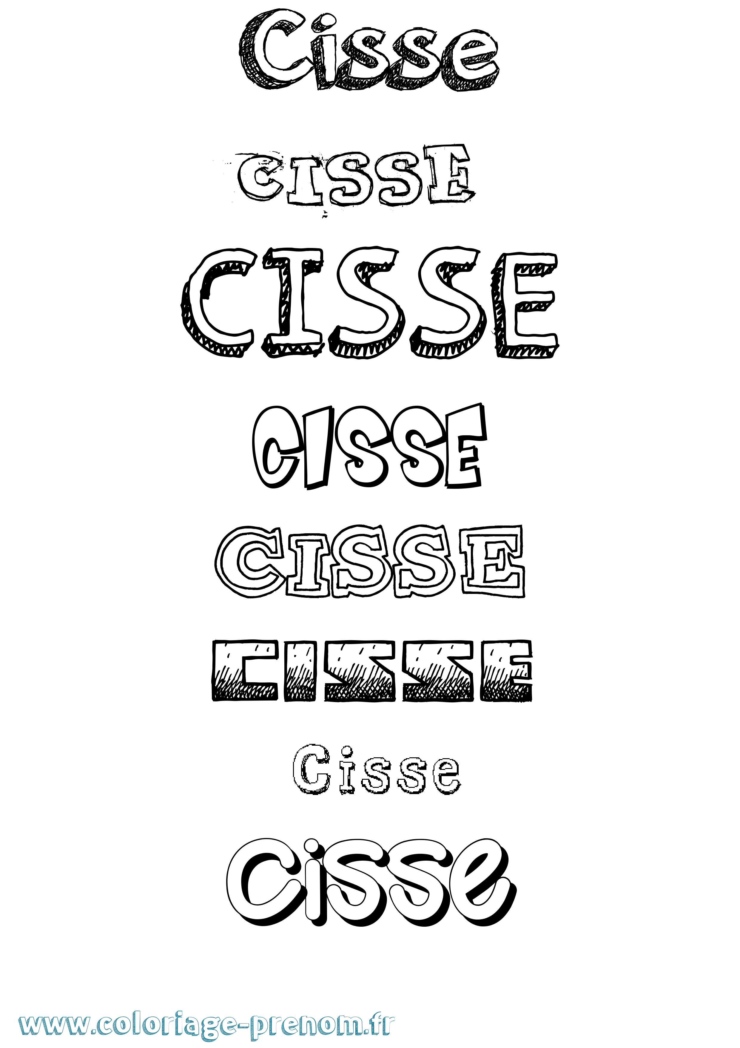 Coloriage prénom Cisse Dessiné