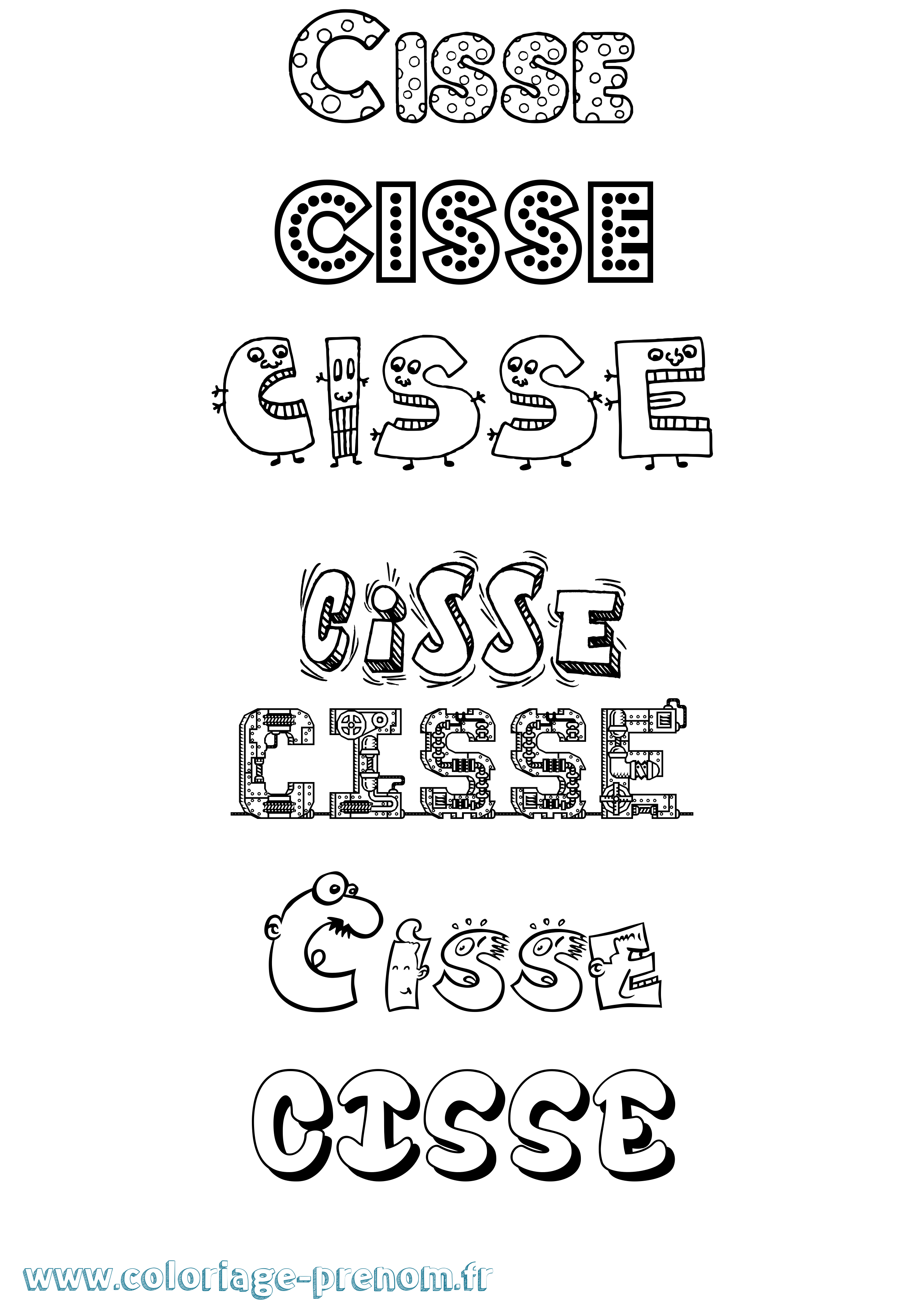 Coloriage prénom Cisse Fun
