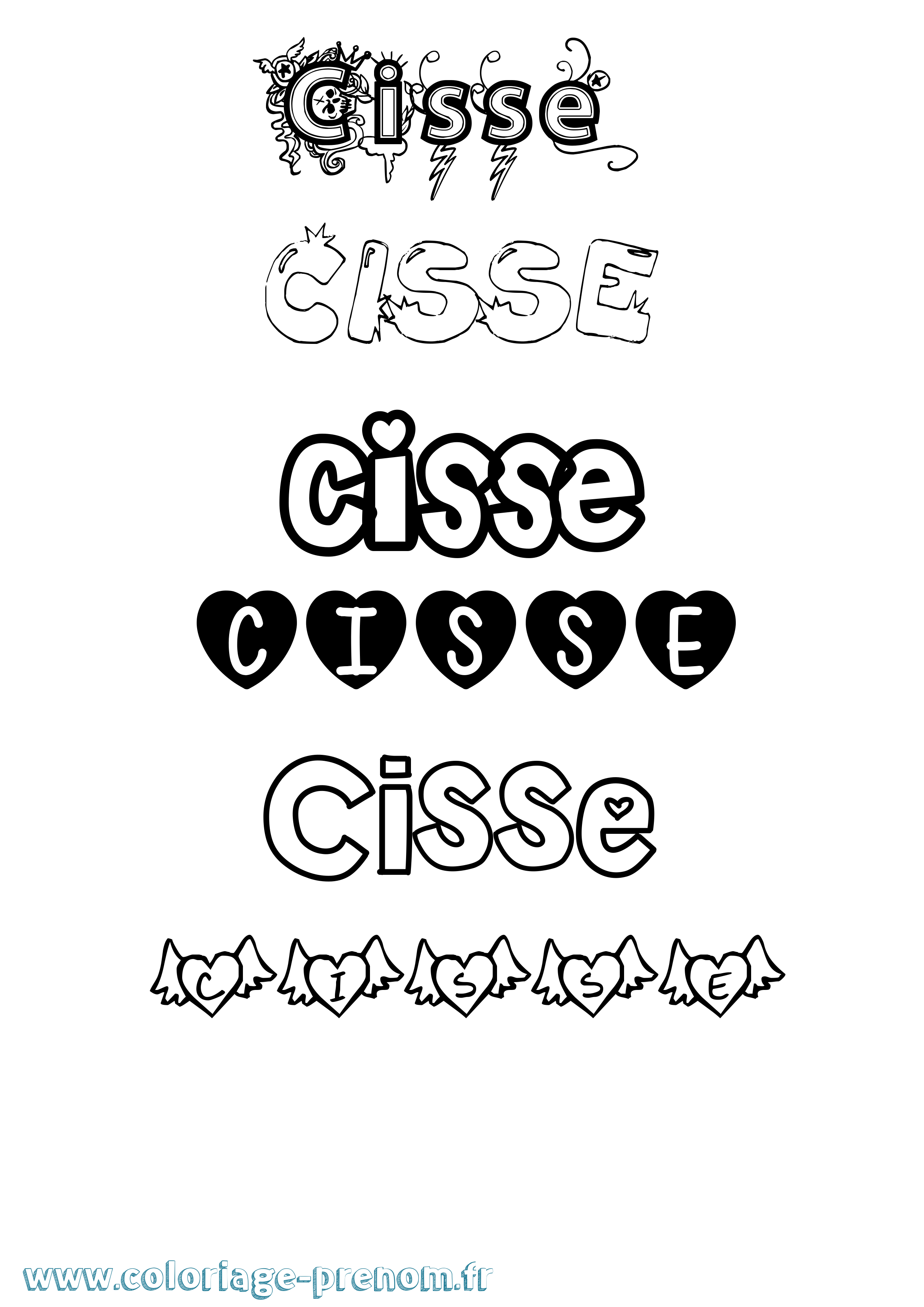 Coloriage prénom Cisse Girly