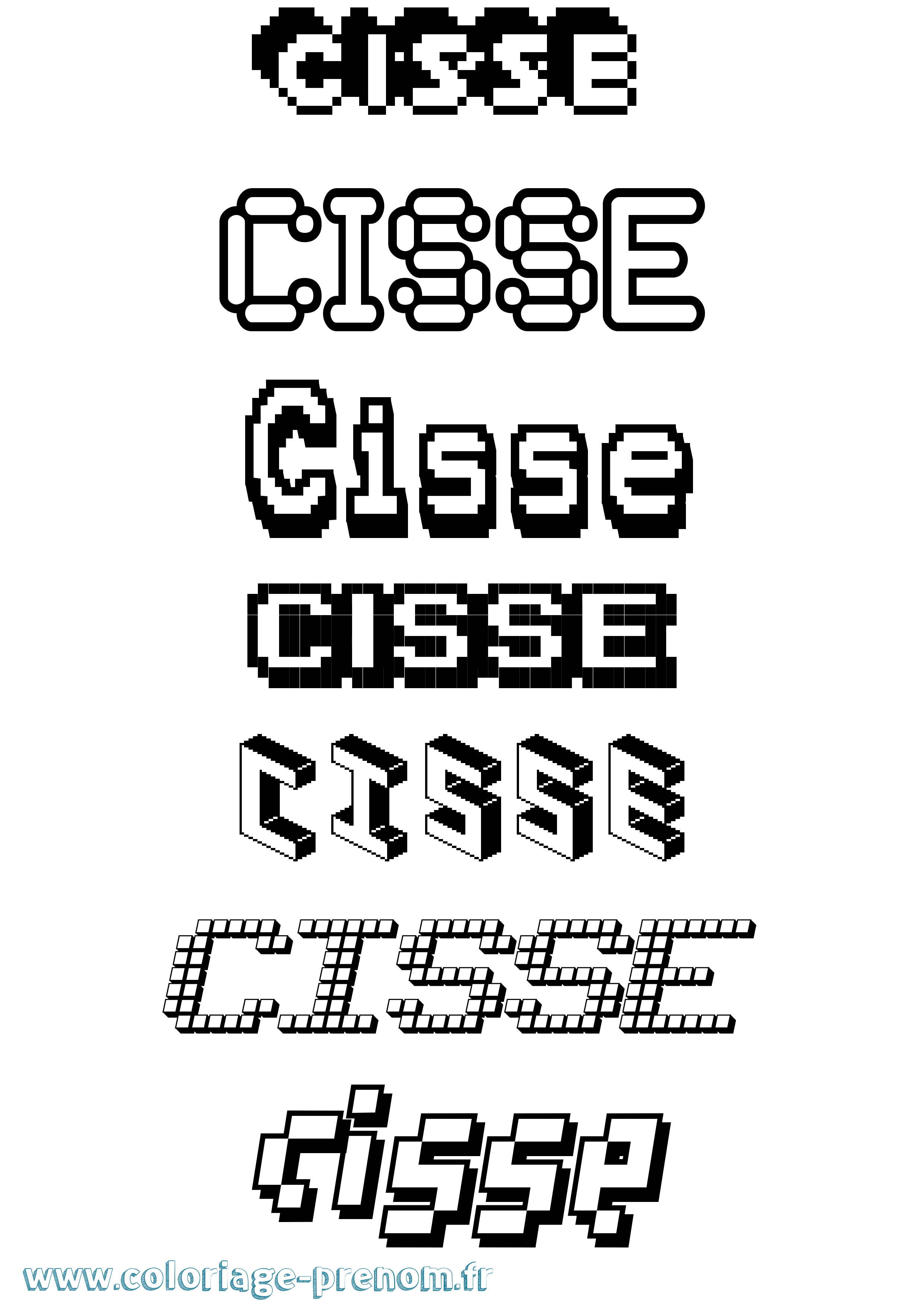 Coloriage prénom Cisse Pixel