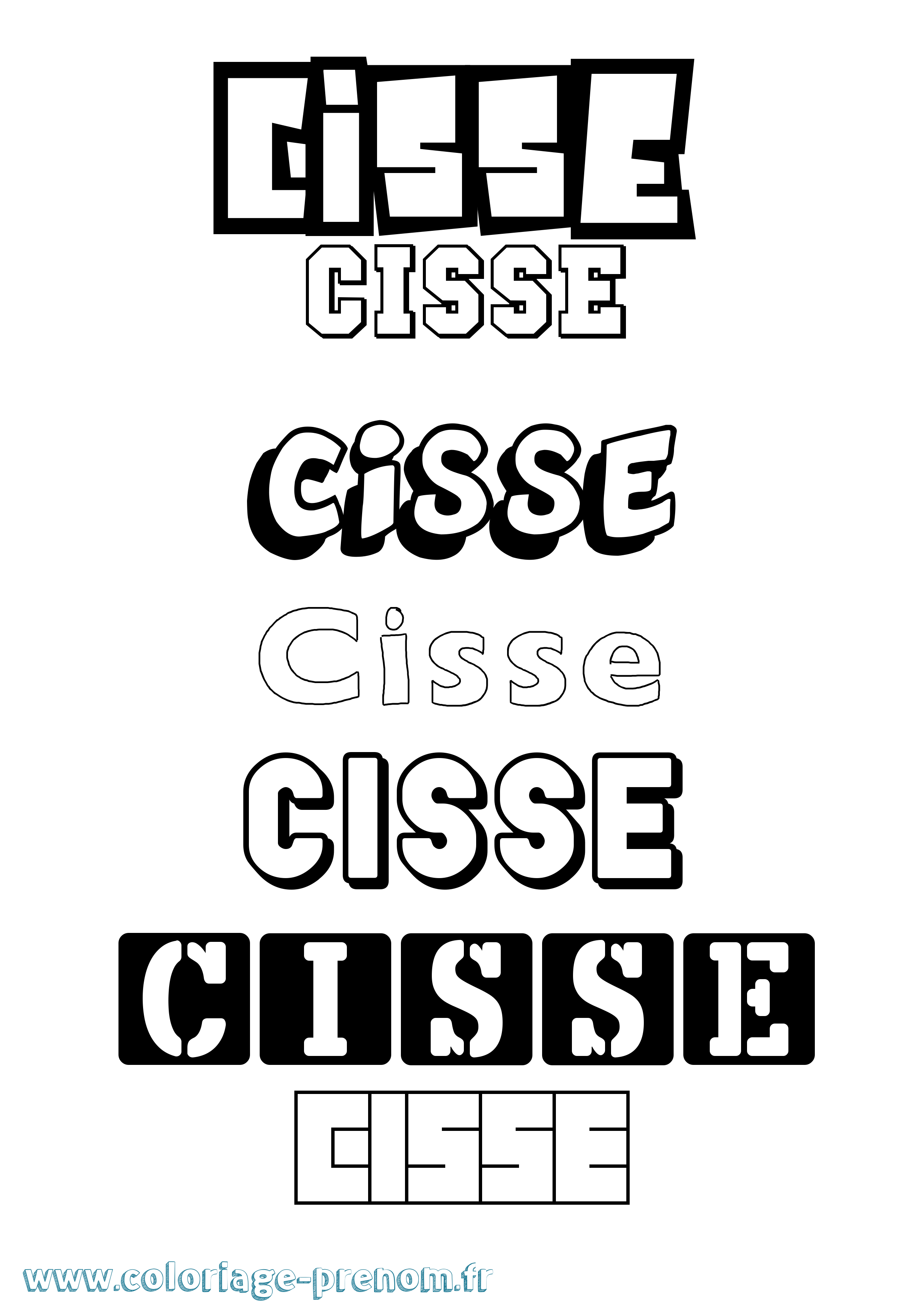 Coloriage prénom Cisse Simple