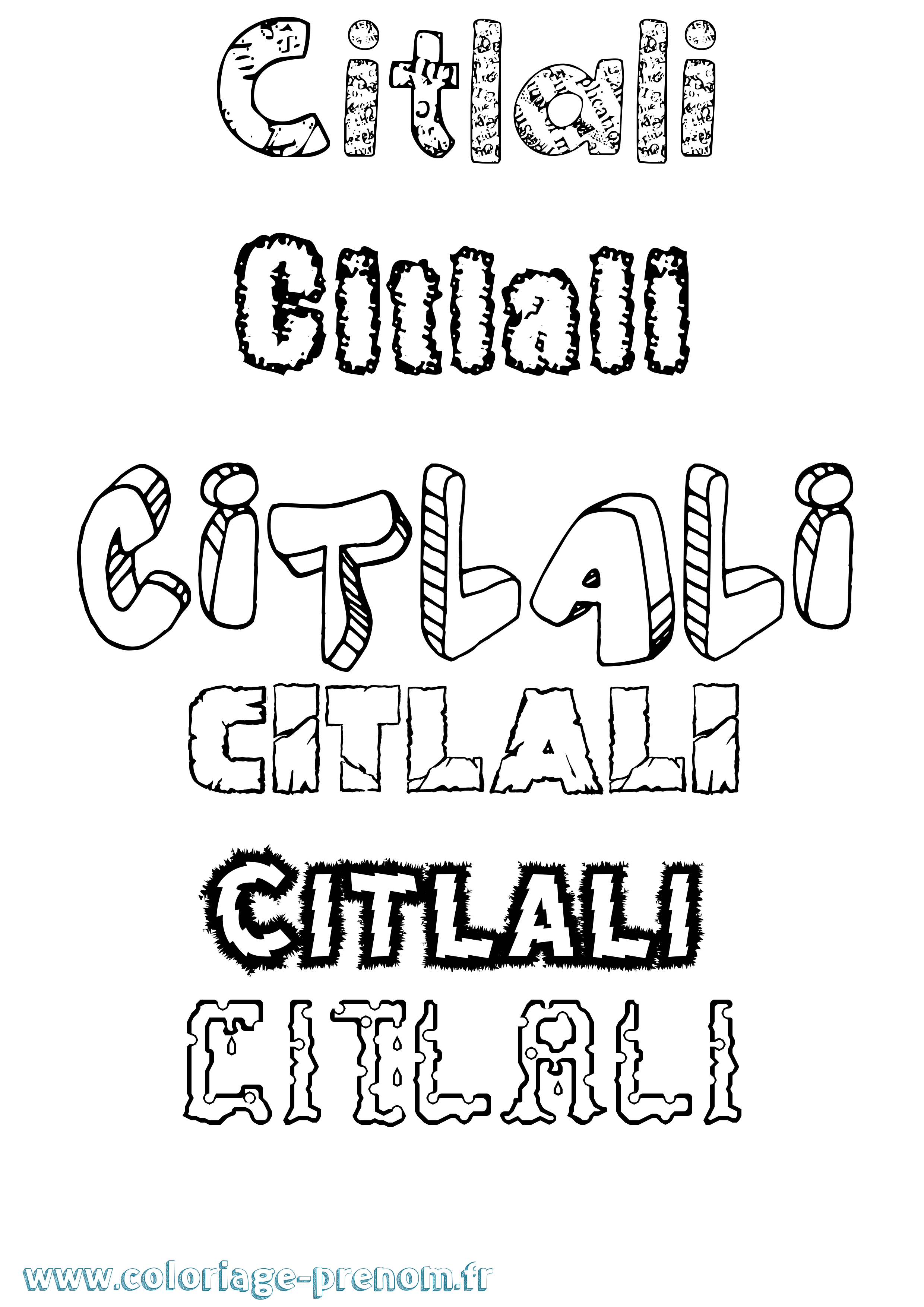 Coloriage prénom Citlali Destructuré