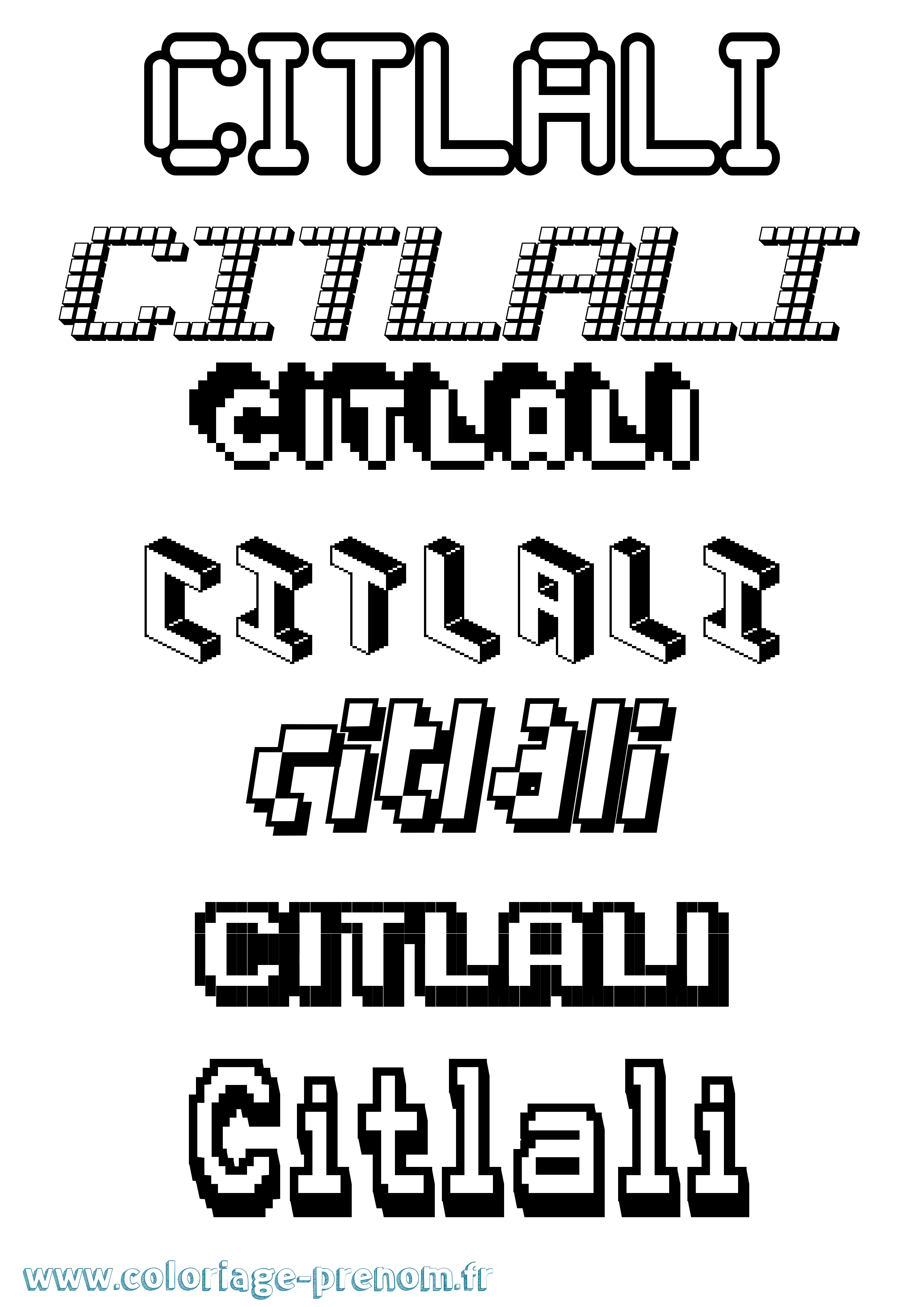 Coloriage prénom Citlali Pixel