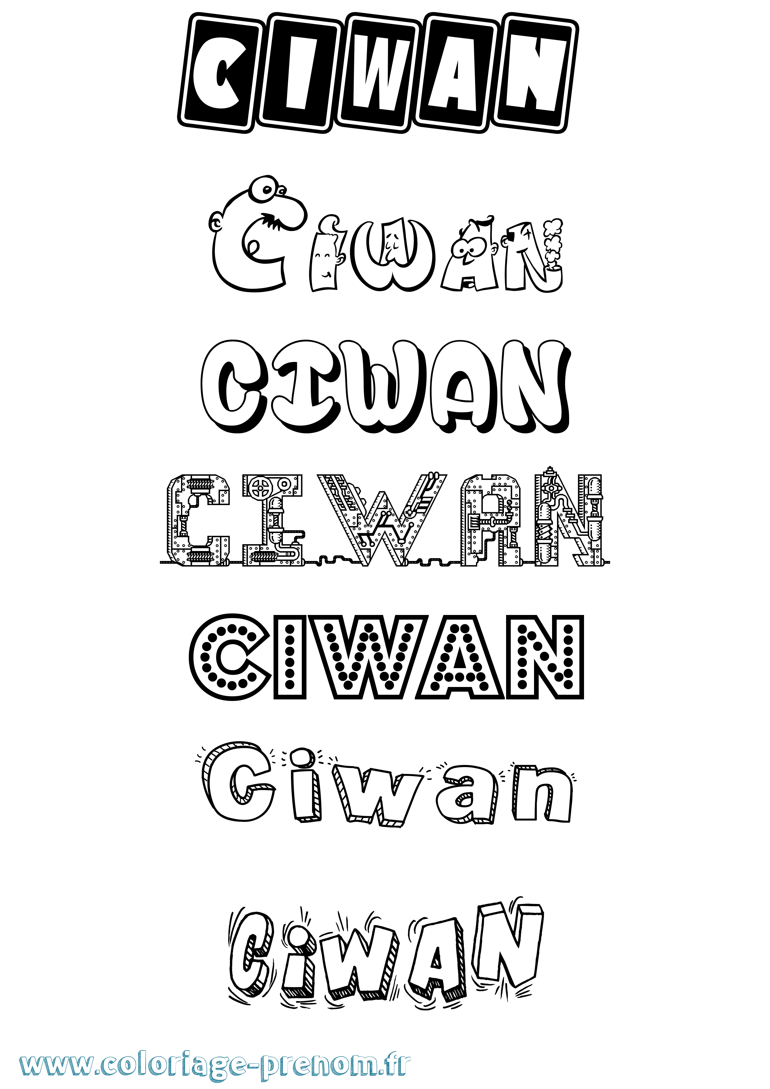 Coloriage prénom Ciwan Fun