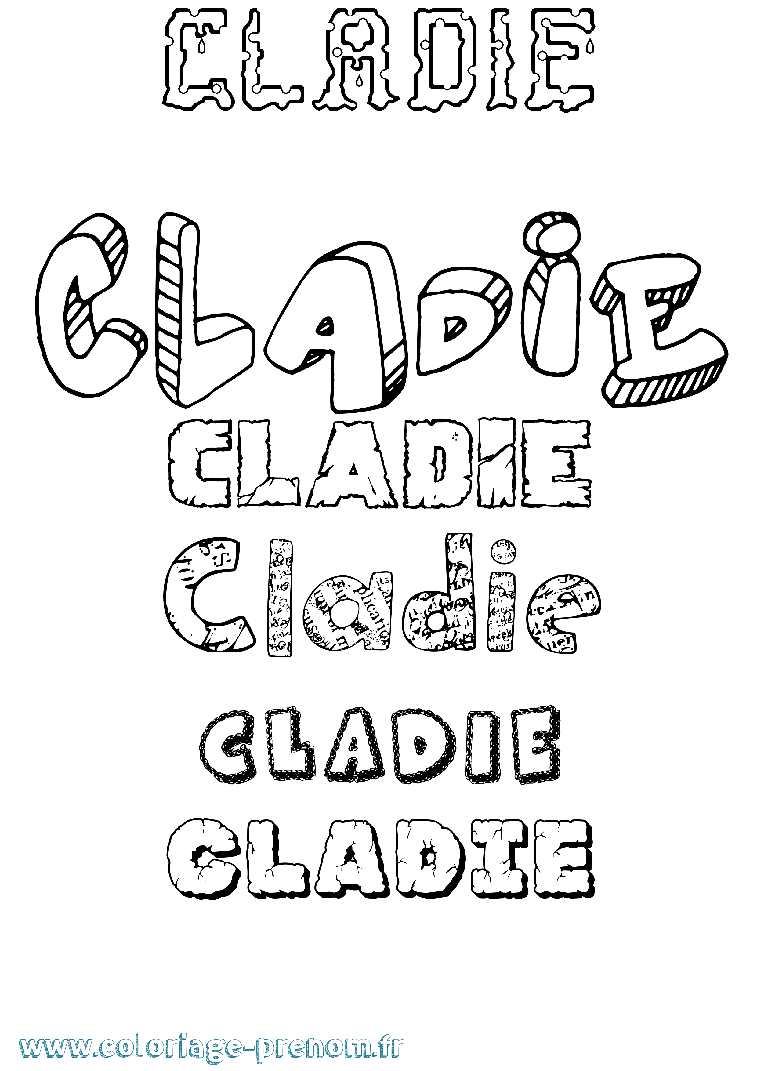 Coloriage prénom Cladie Destructuré