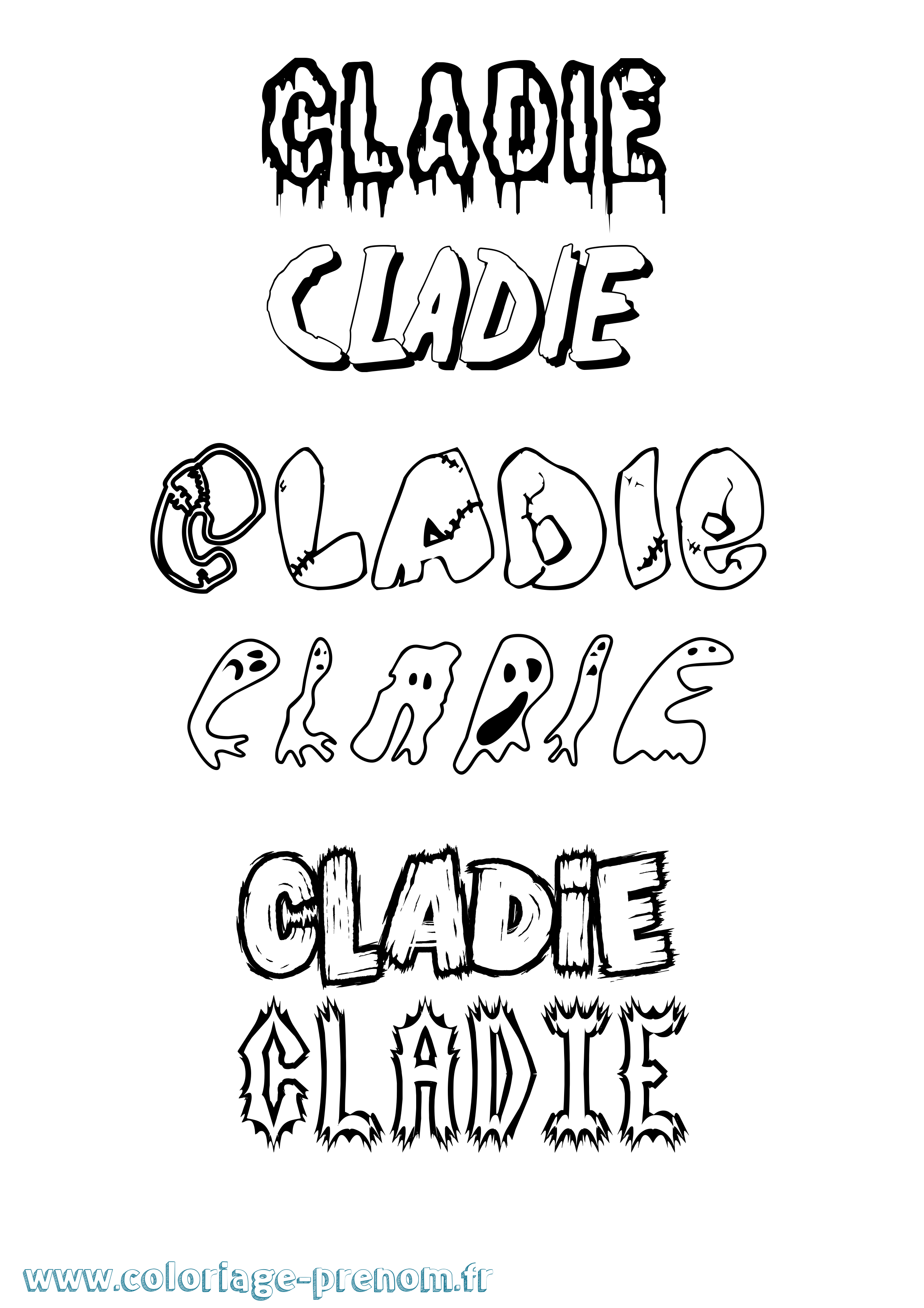 Coloriage prénom Cladie Frisson