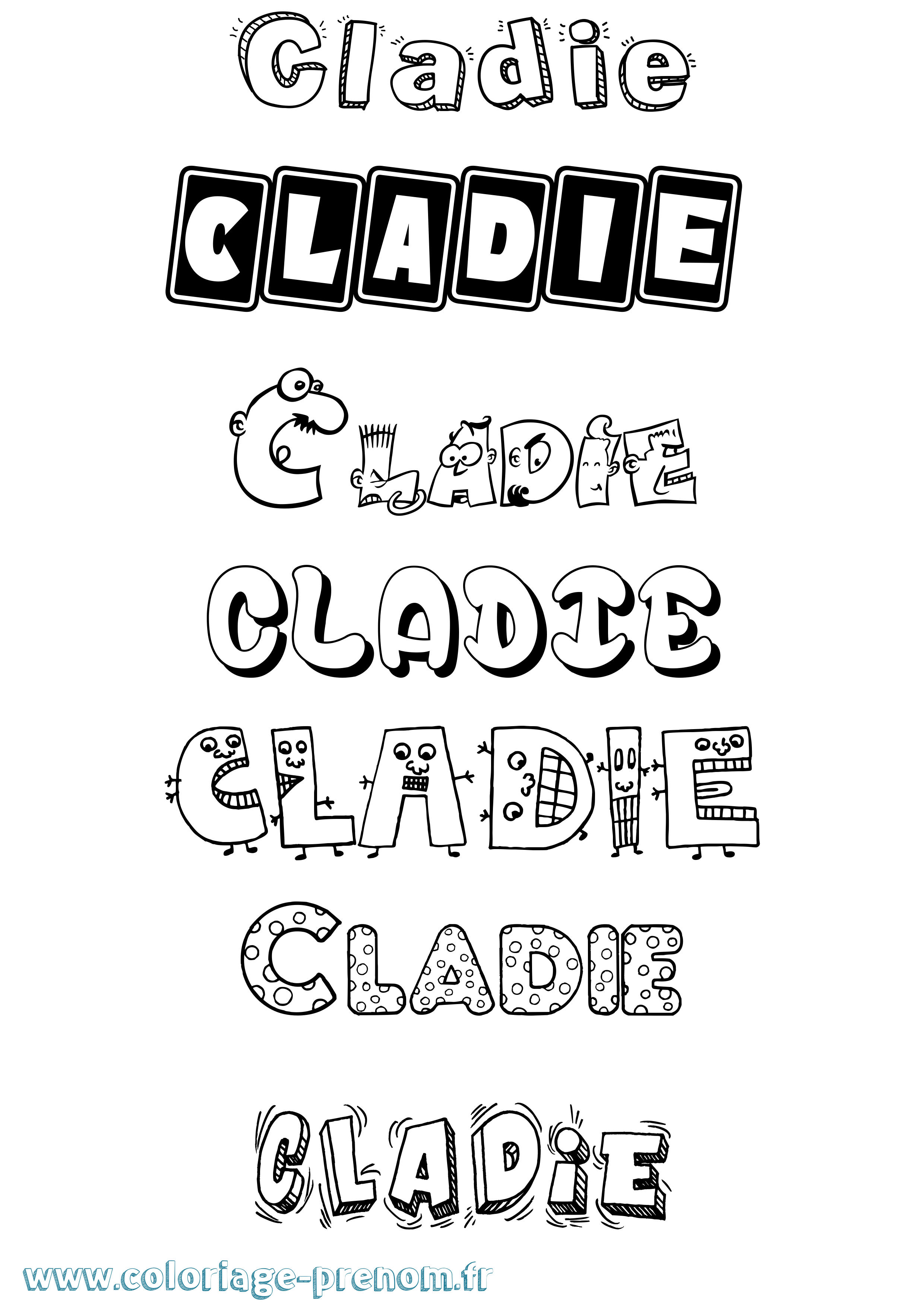 Coloriage prénom Cladie Fun
