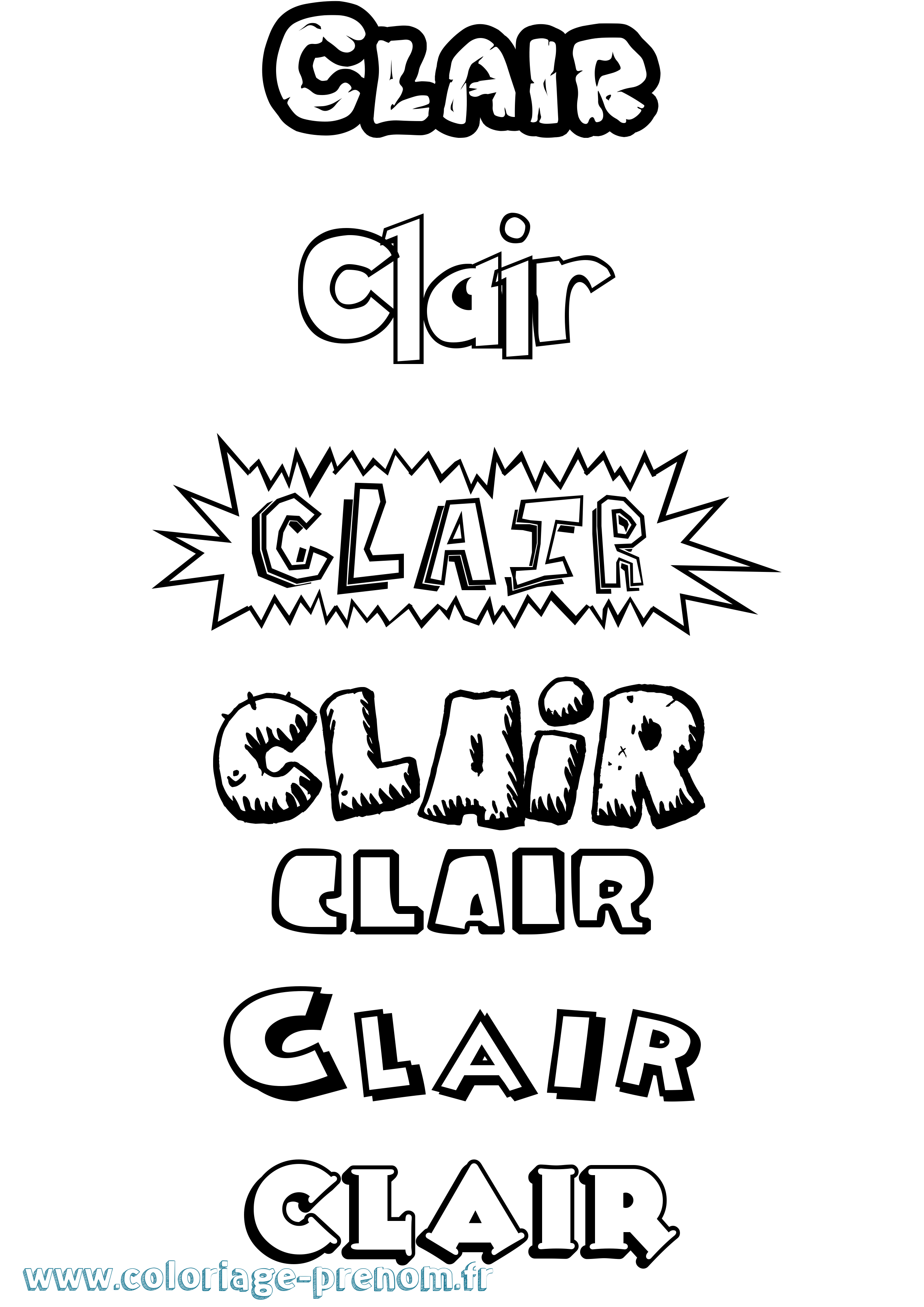 Coloriage Clair Dessin Animé Coloriage prénom Clair Dessin Animé