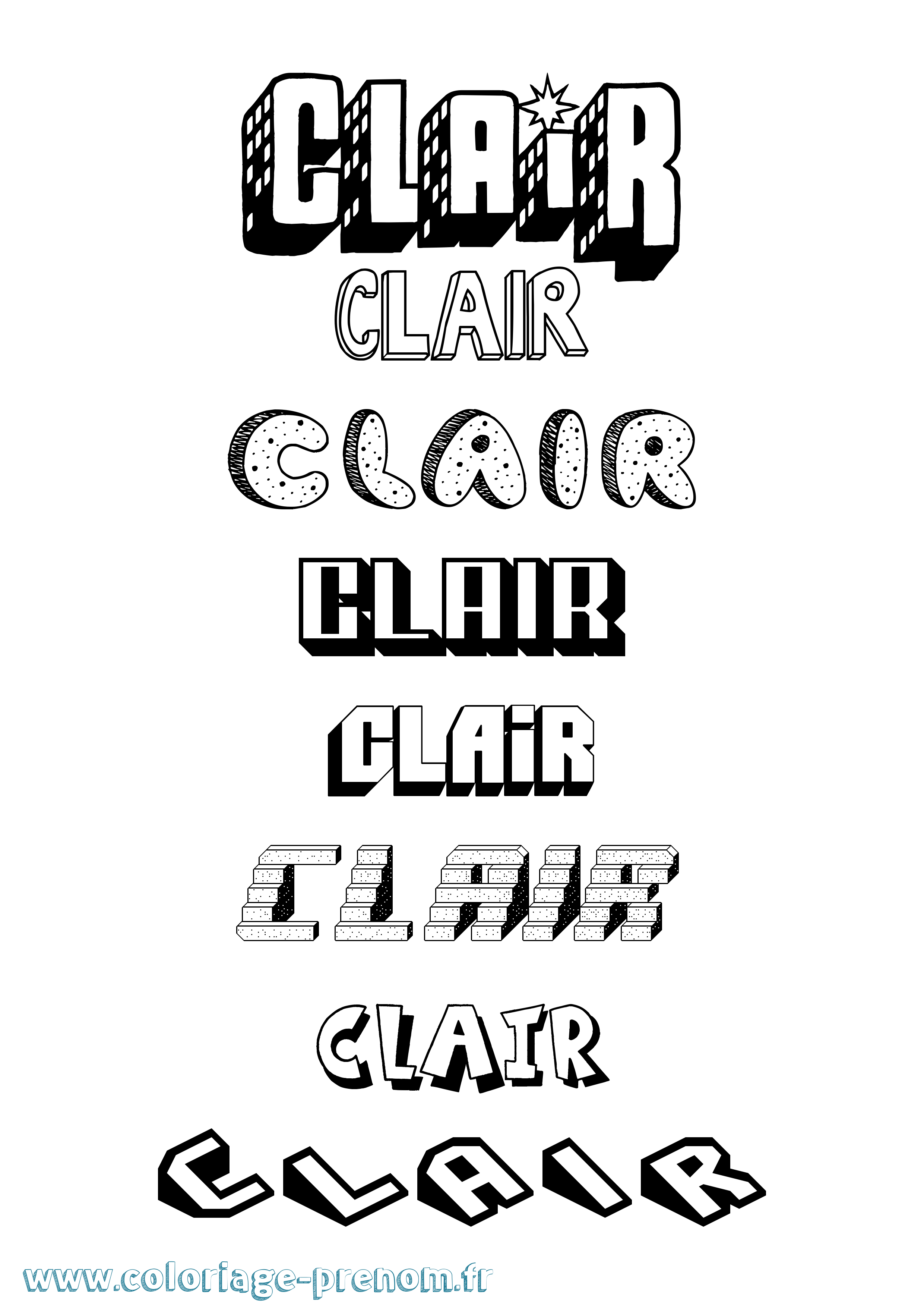 Coloriage Clair Effet 3D Coloriage prénom Clair Effet 3D