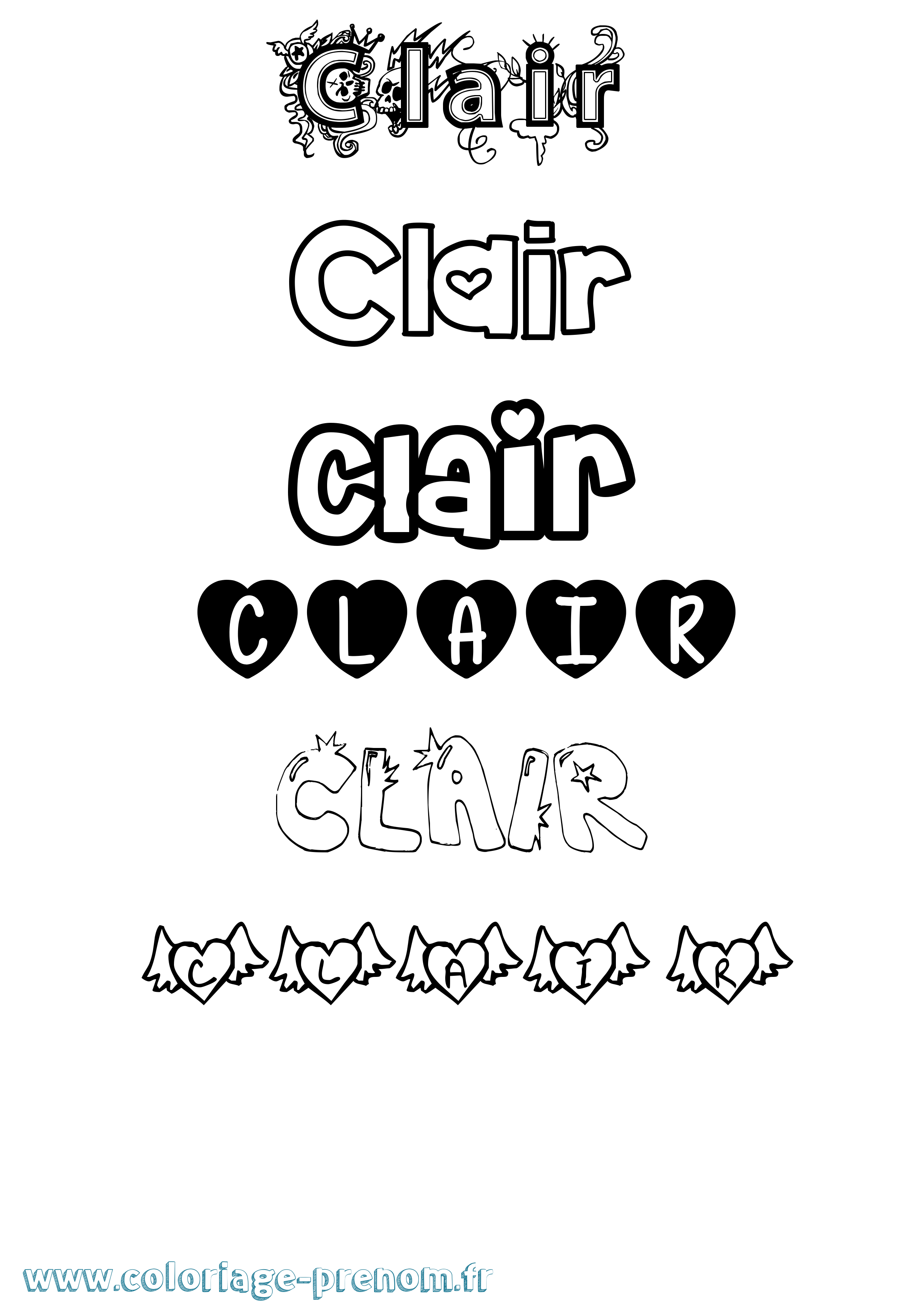 Coloriage Clair Girly Coloriage prénom Clair Girly