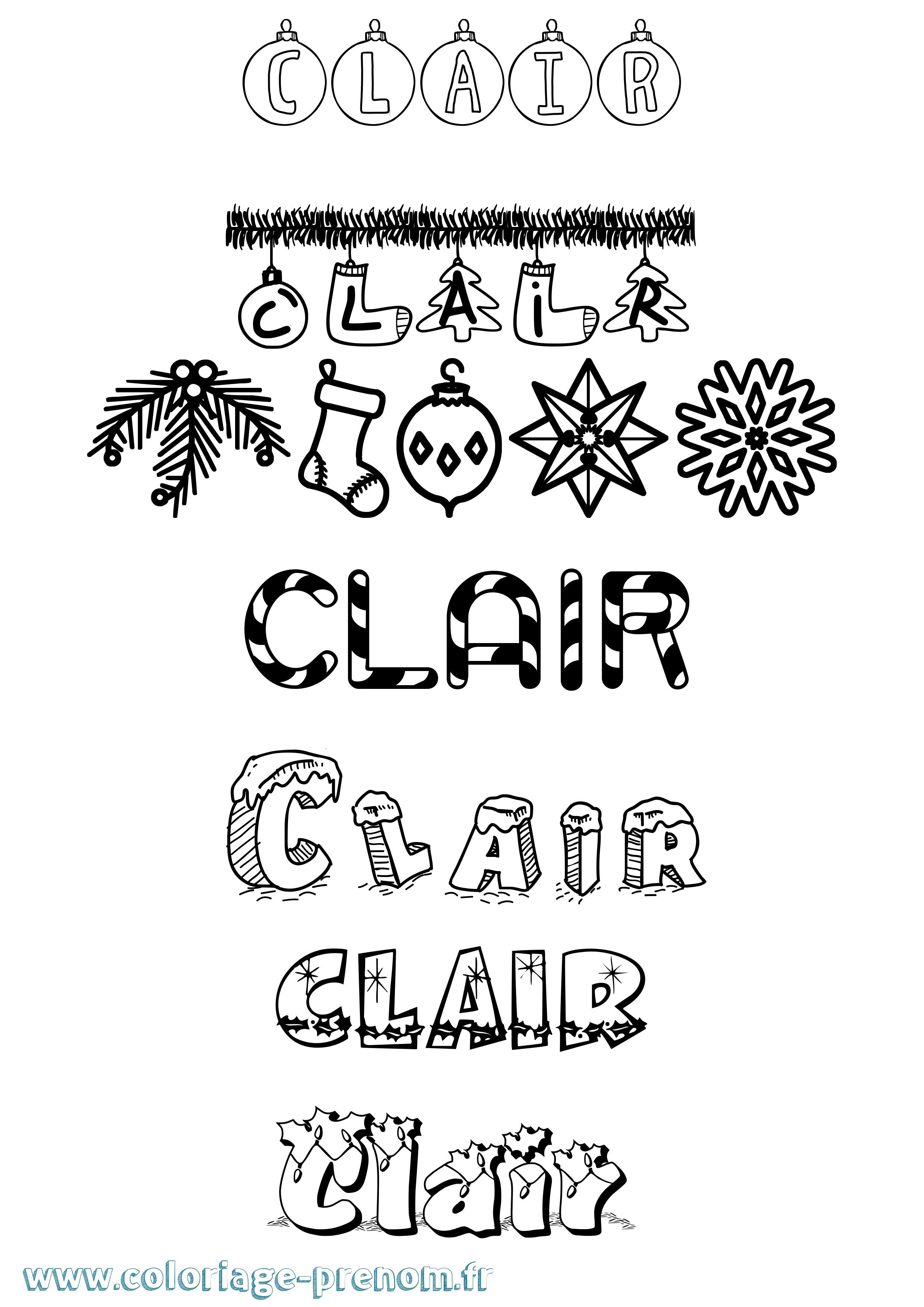 Coloriage Clair Noël Coloriage prénom Clair Noël