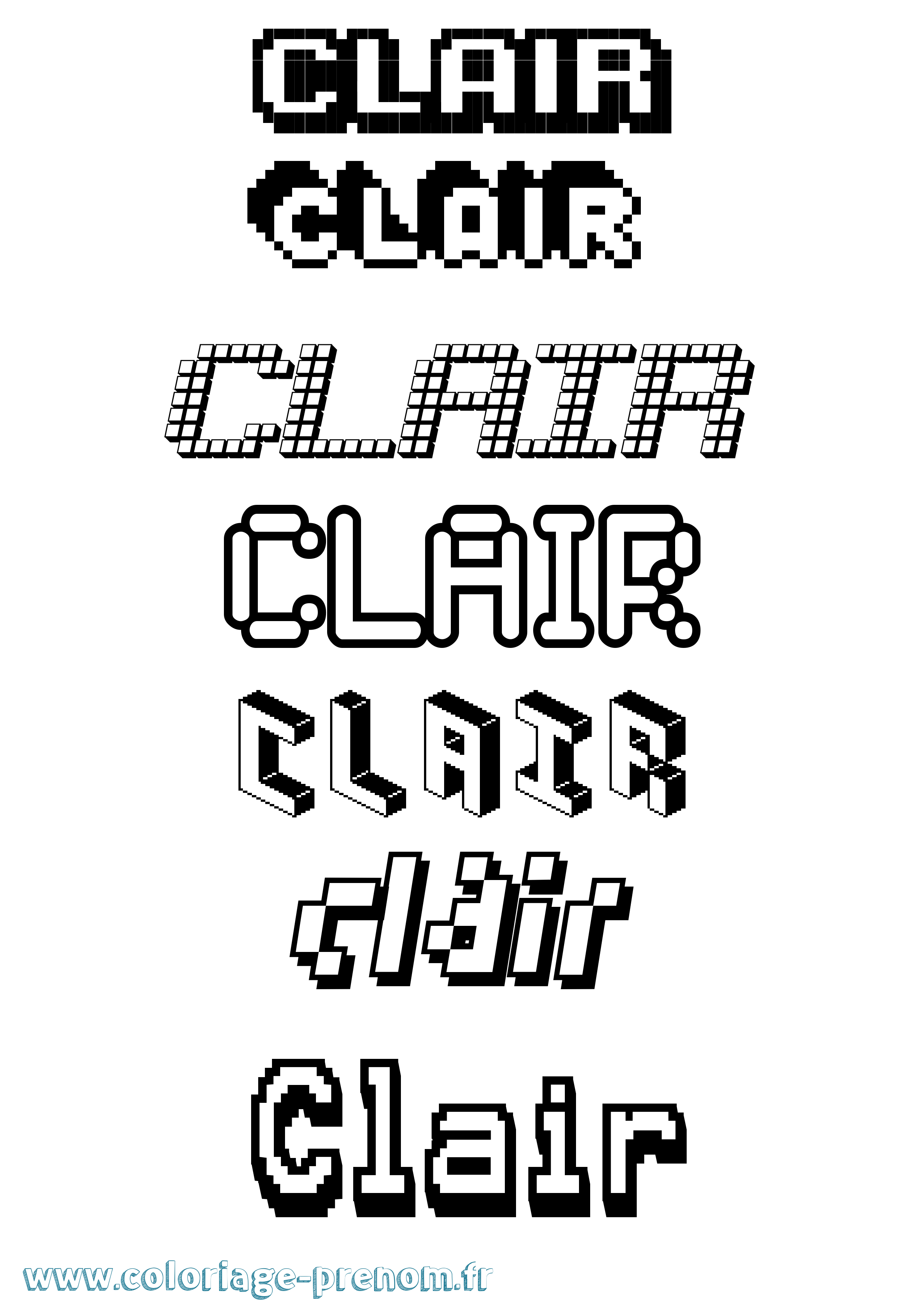 Coloriage Clair Pixel Coloriage prénom Clair Pixel