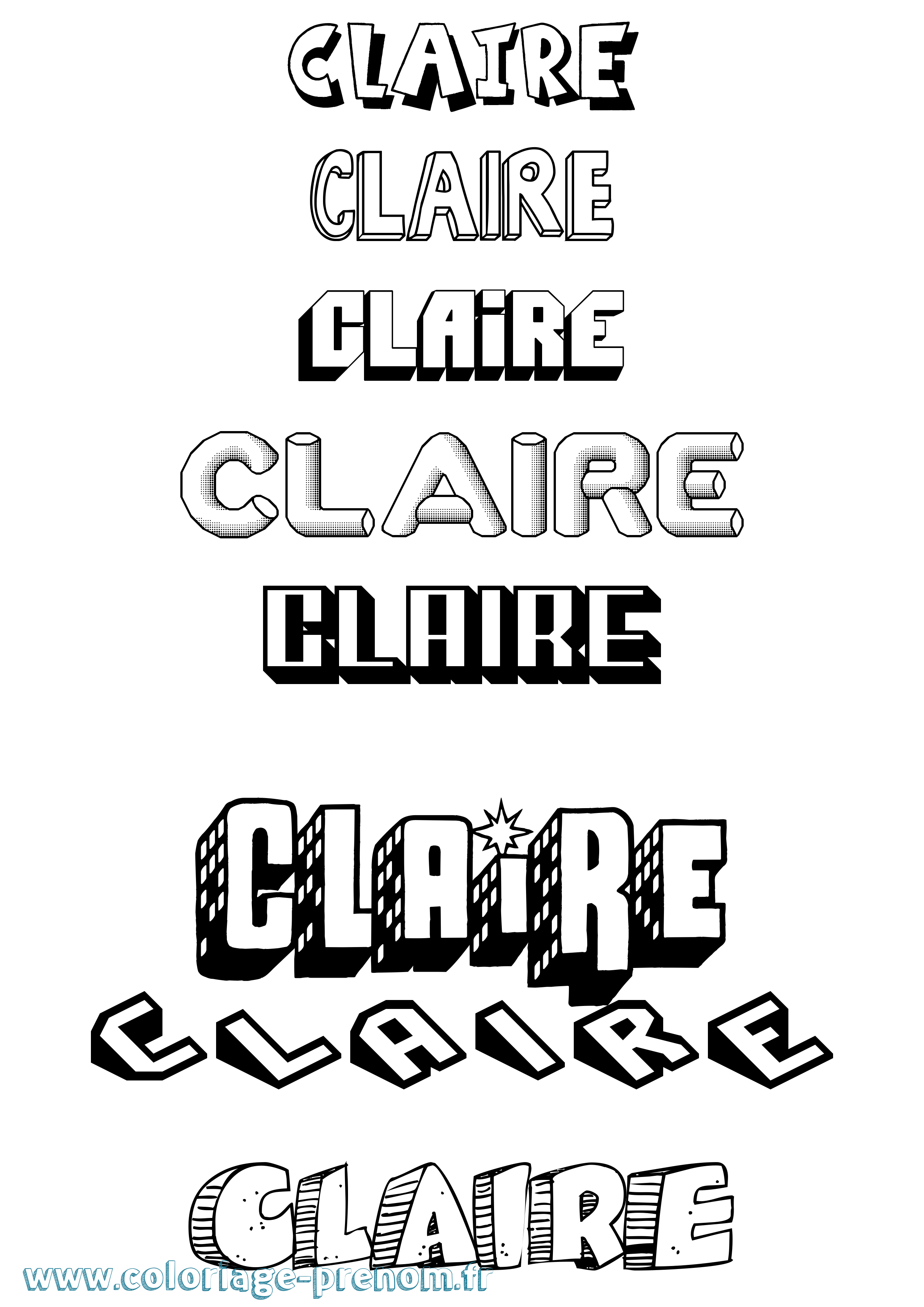 Coloriage Claire Coloriage prénom Claire