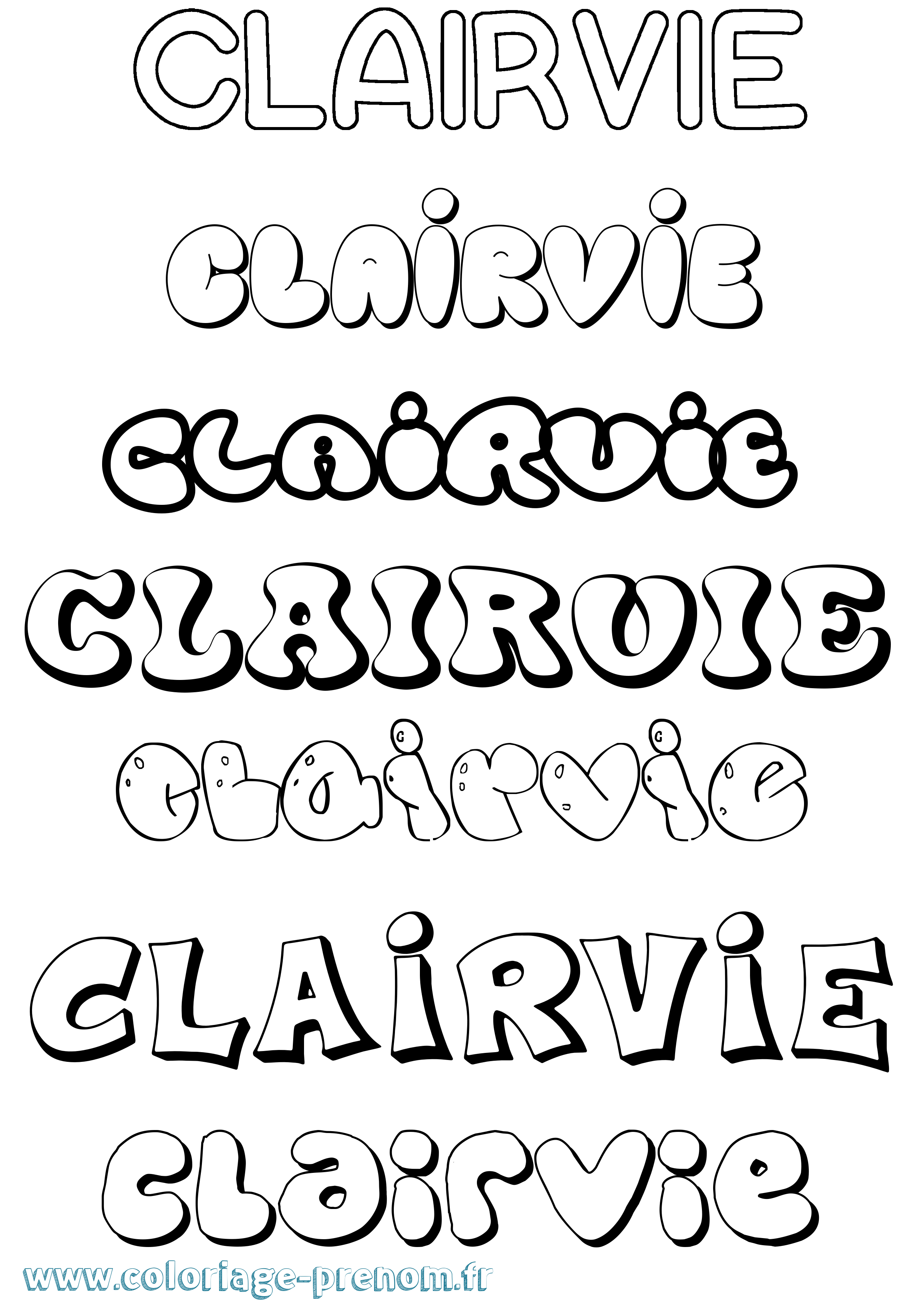 Coloriage prénom Clairvie Bubble