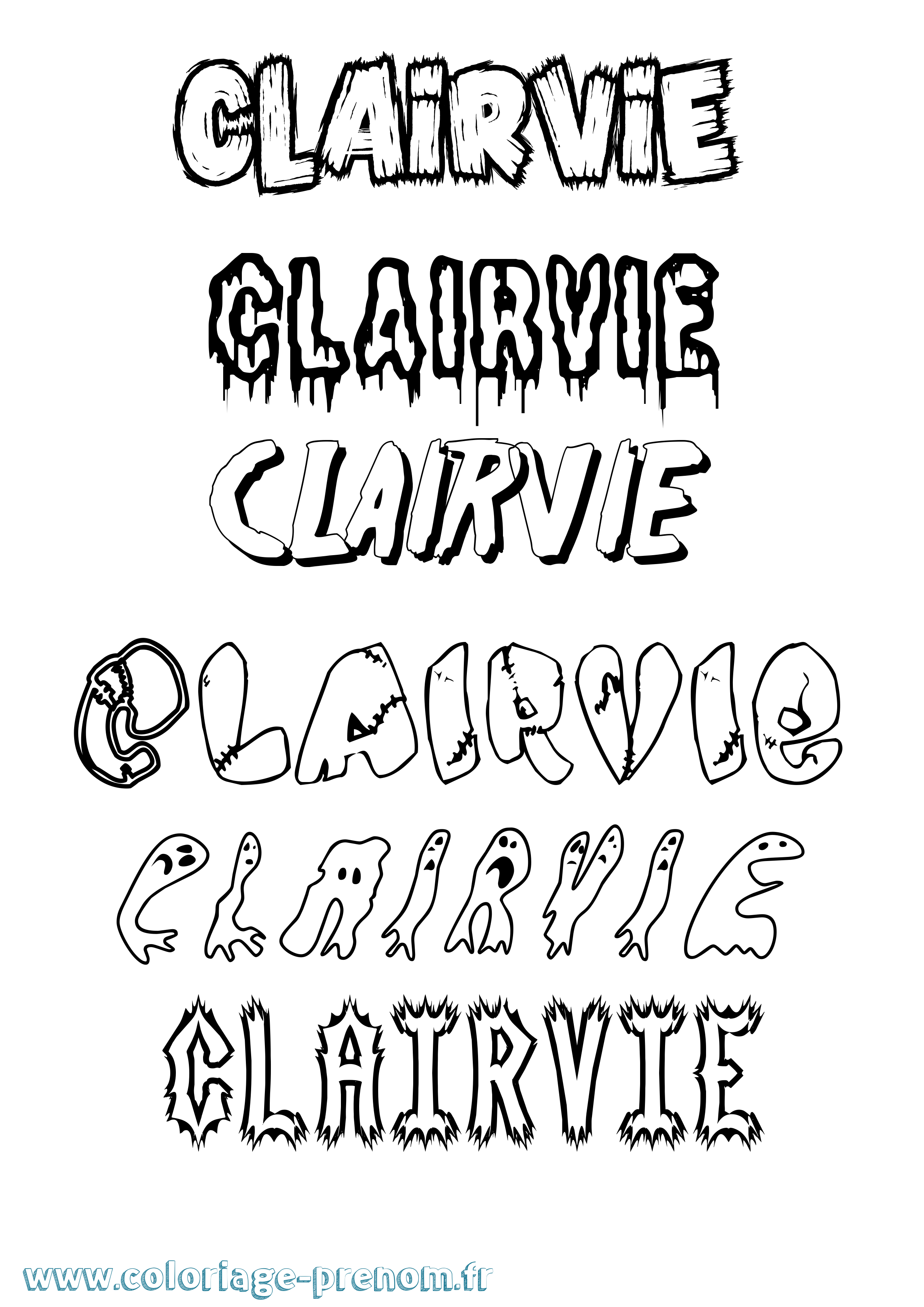 Coloriage prénom Clairvie Frisson