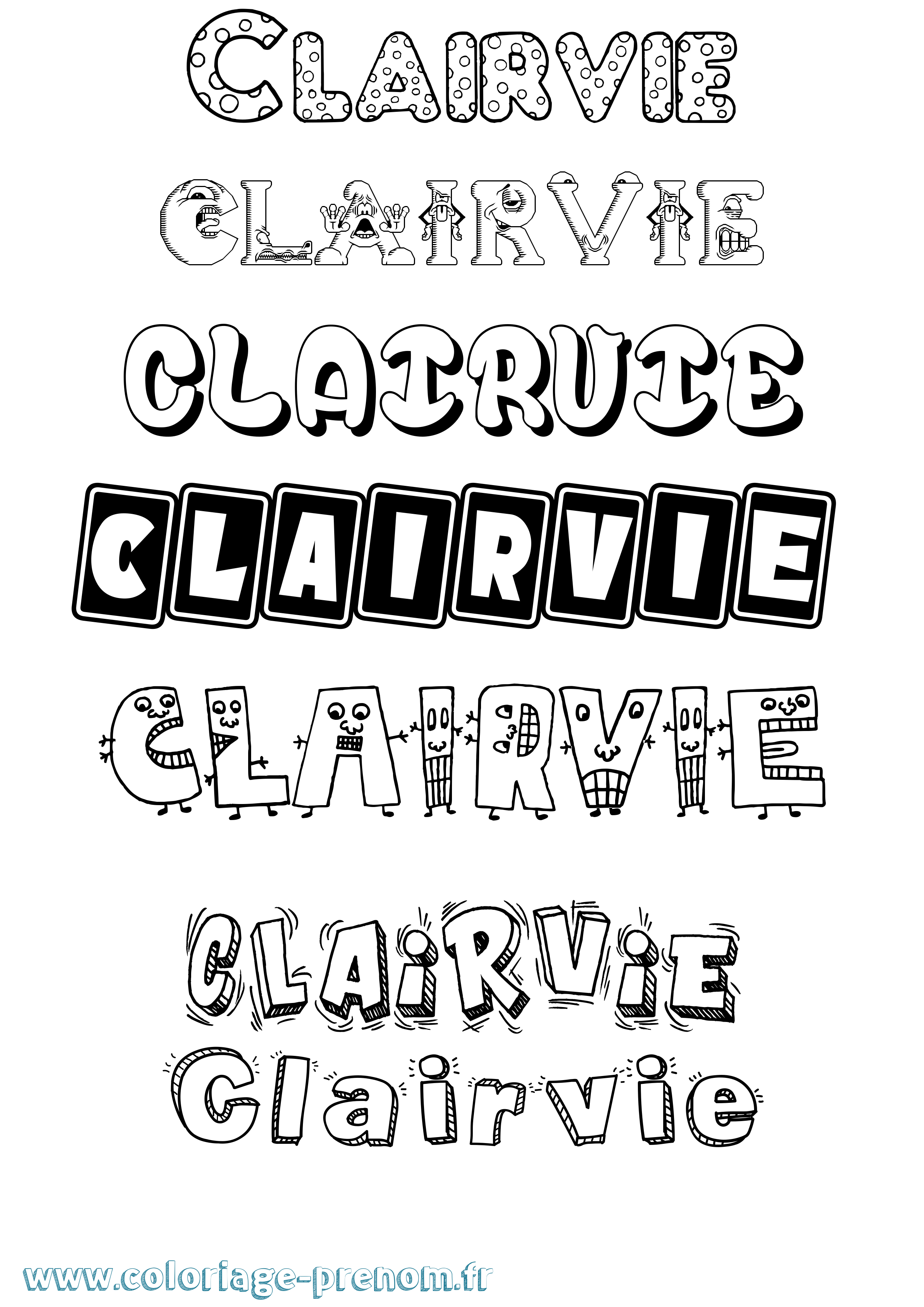 Coloriage prénom Clairvie Fun