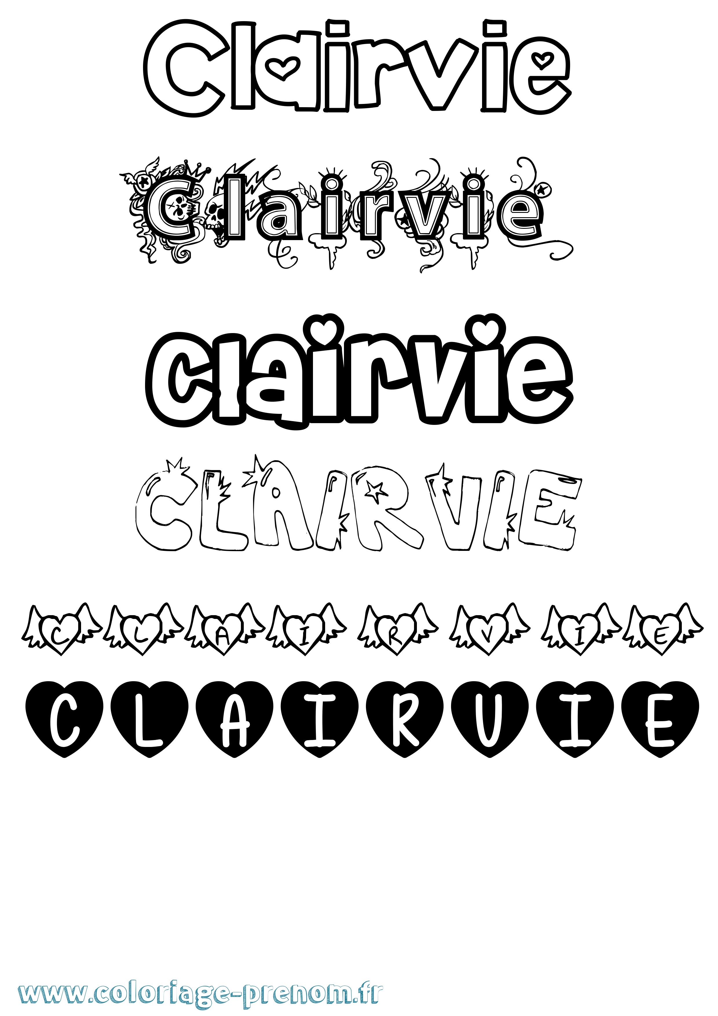Coloriage prénom Clairvie Girly