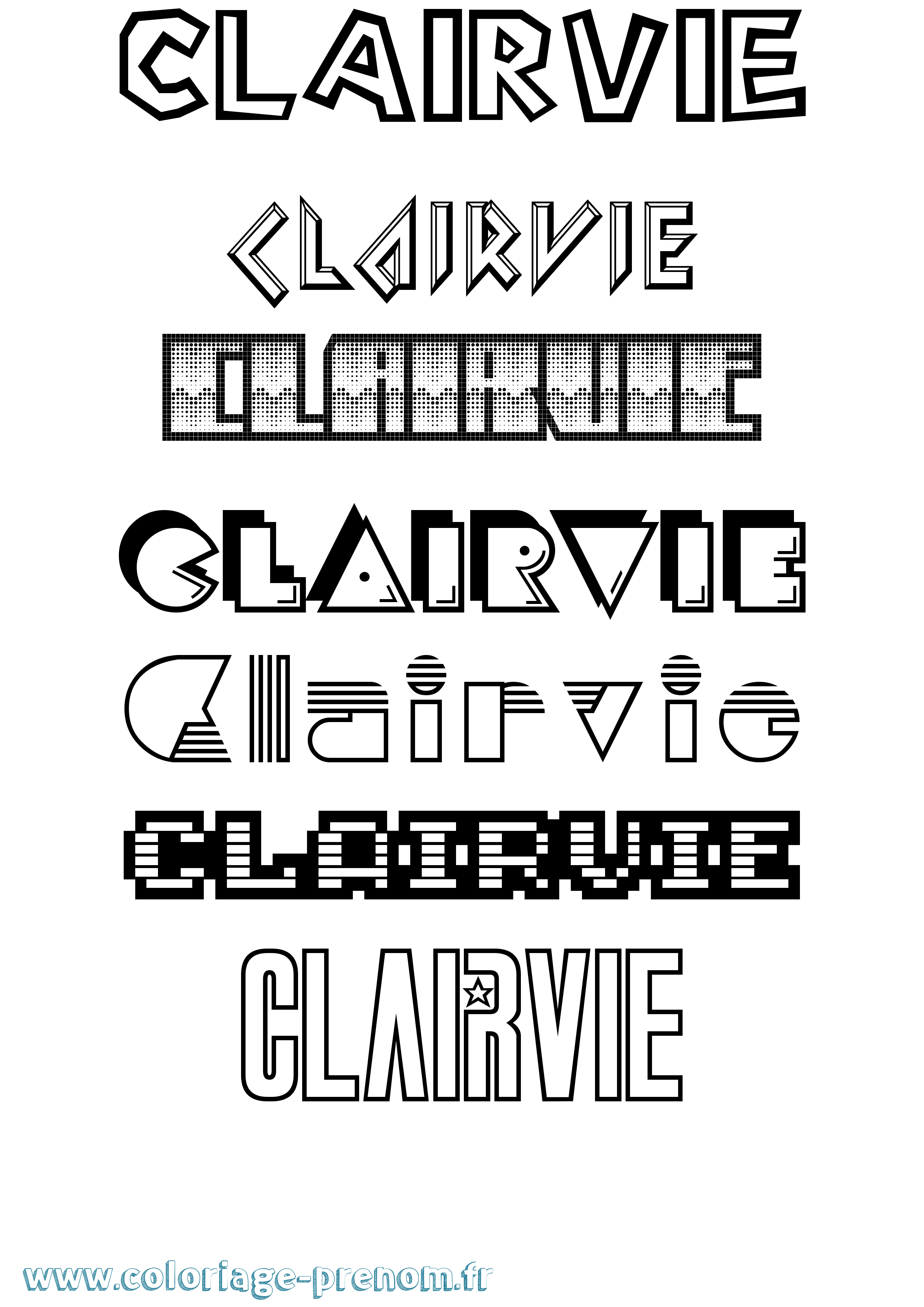 Coloriage prénom Clairvie Jeux Vidéos