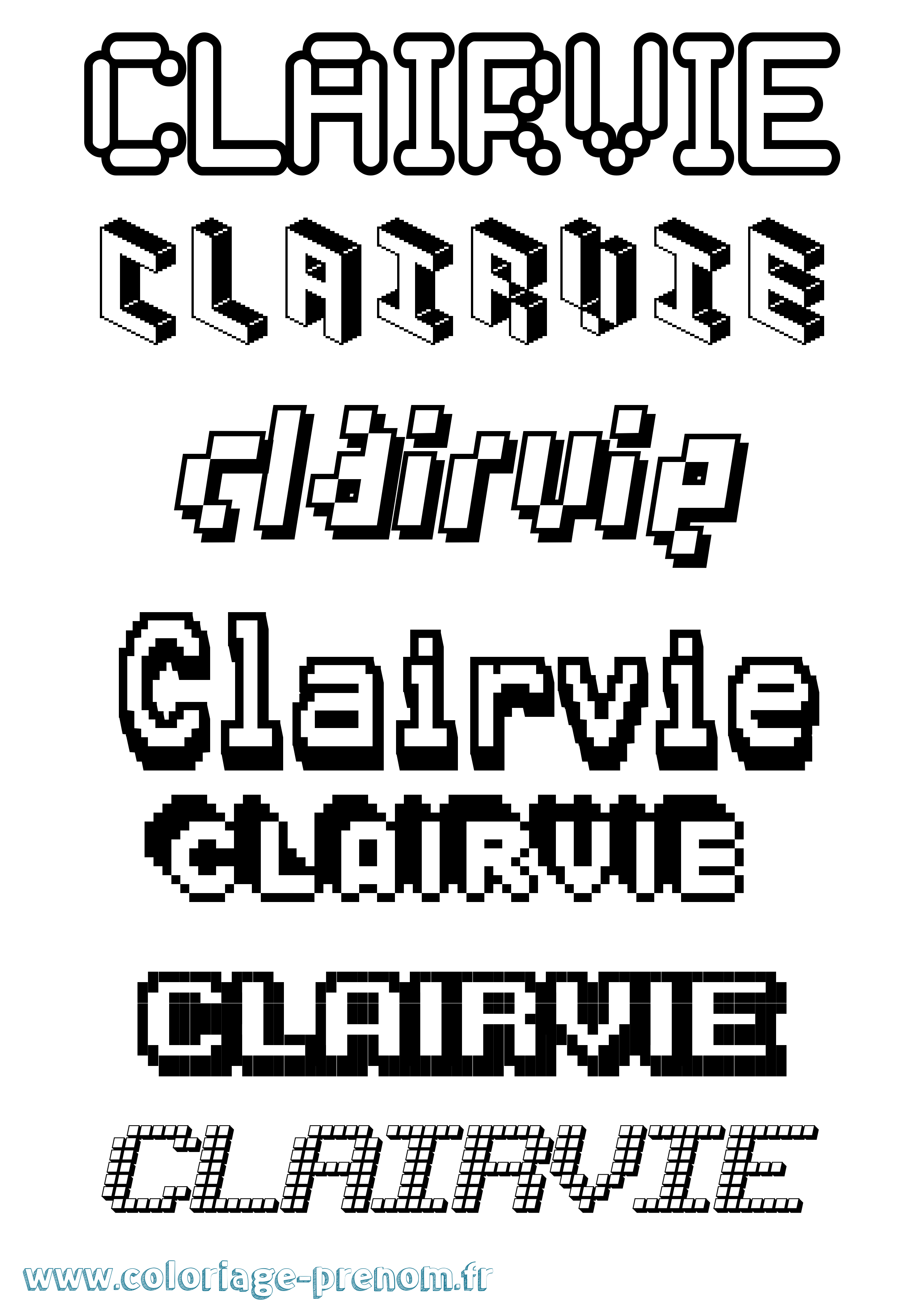 Coloriage prénom Clairvie Pixel