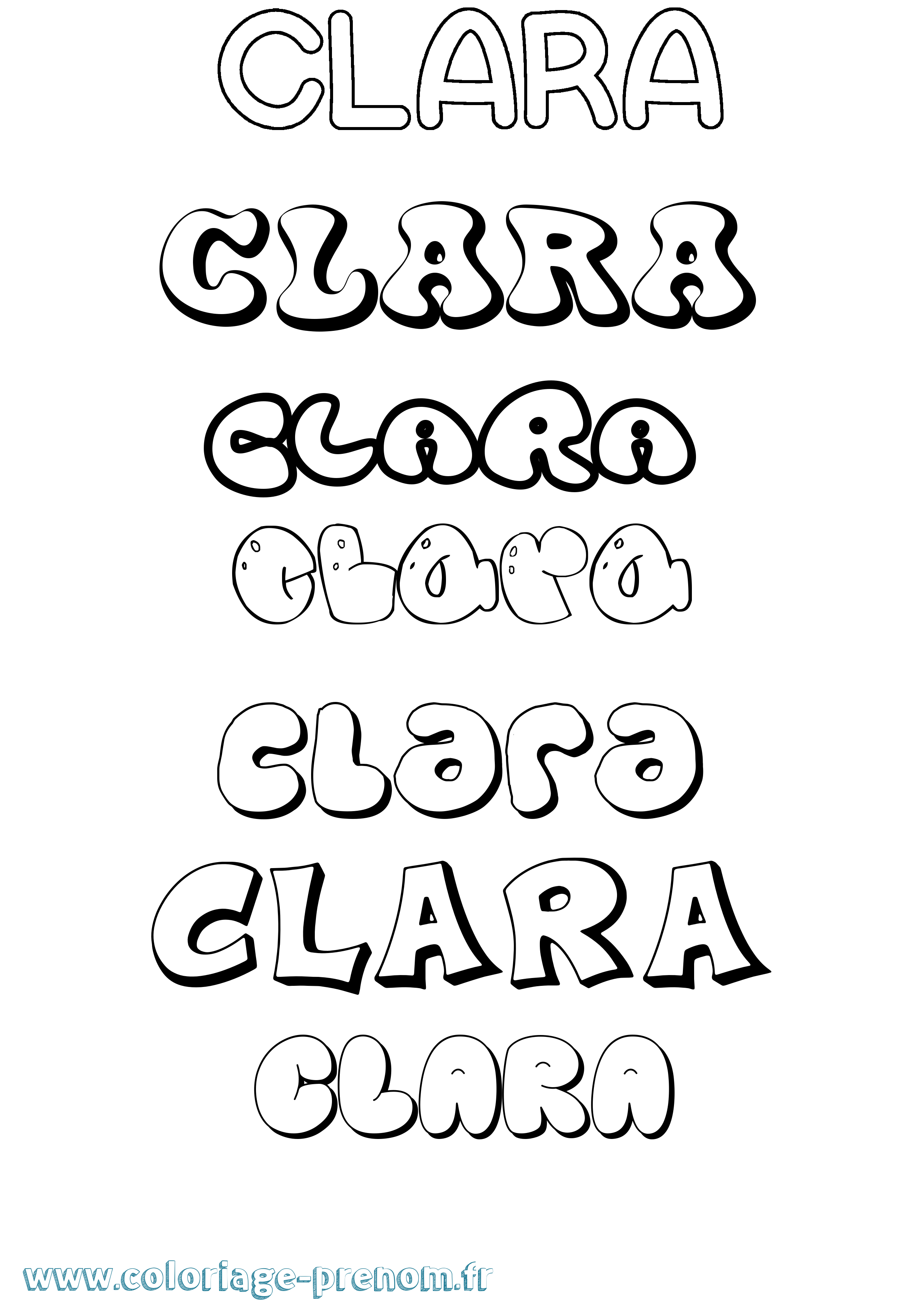Coloriage prénom Clara Bubble