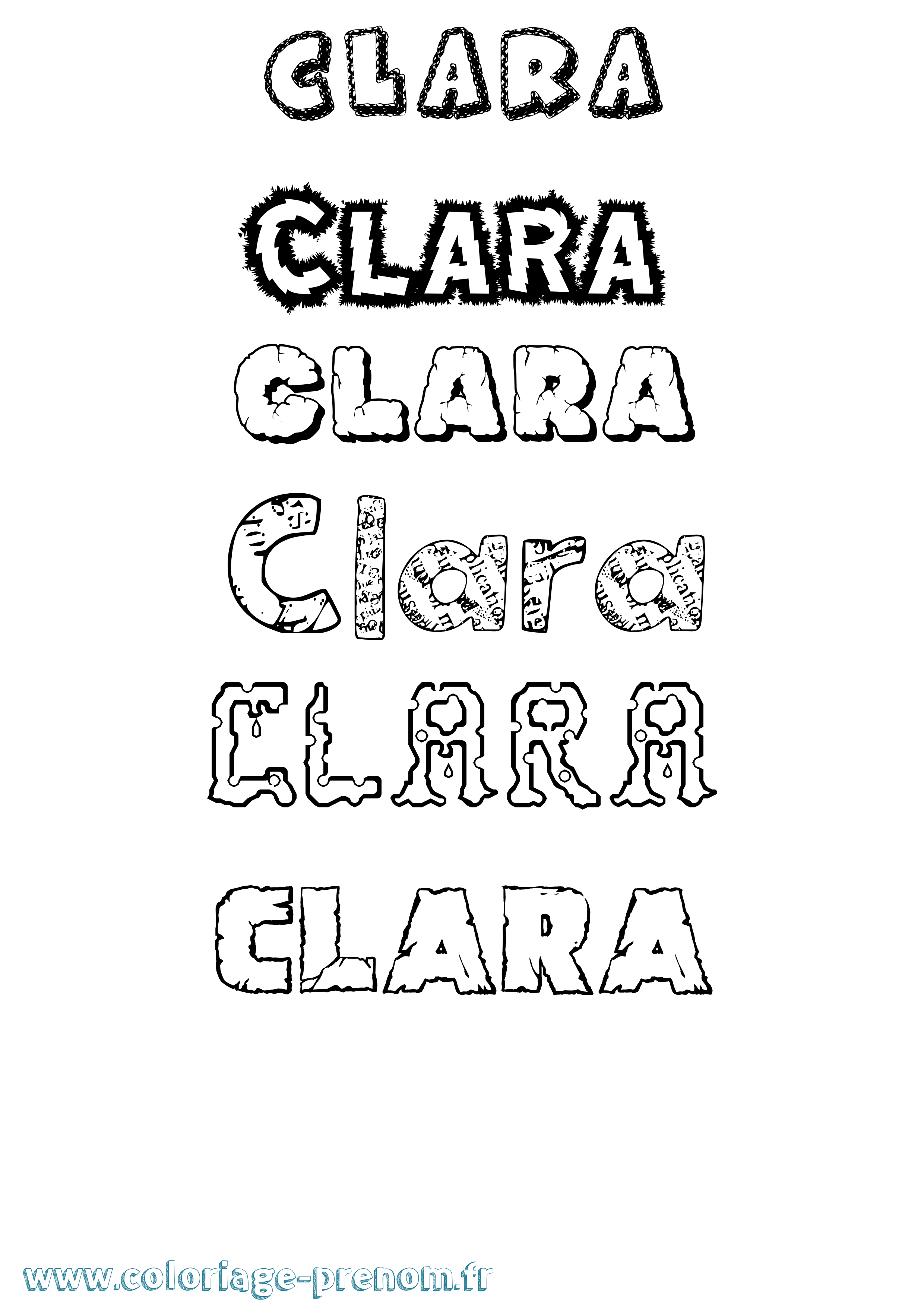 Coloriage prénom Clara Destructuré