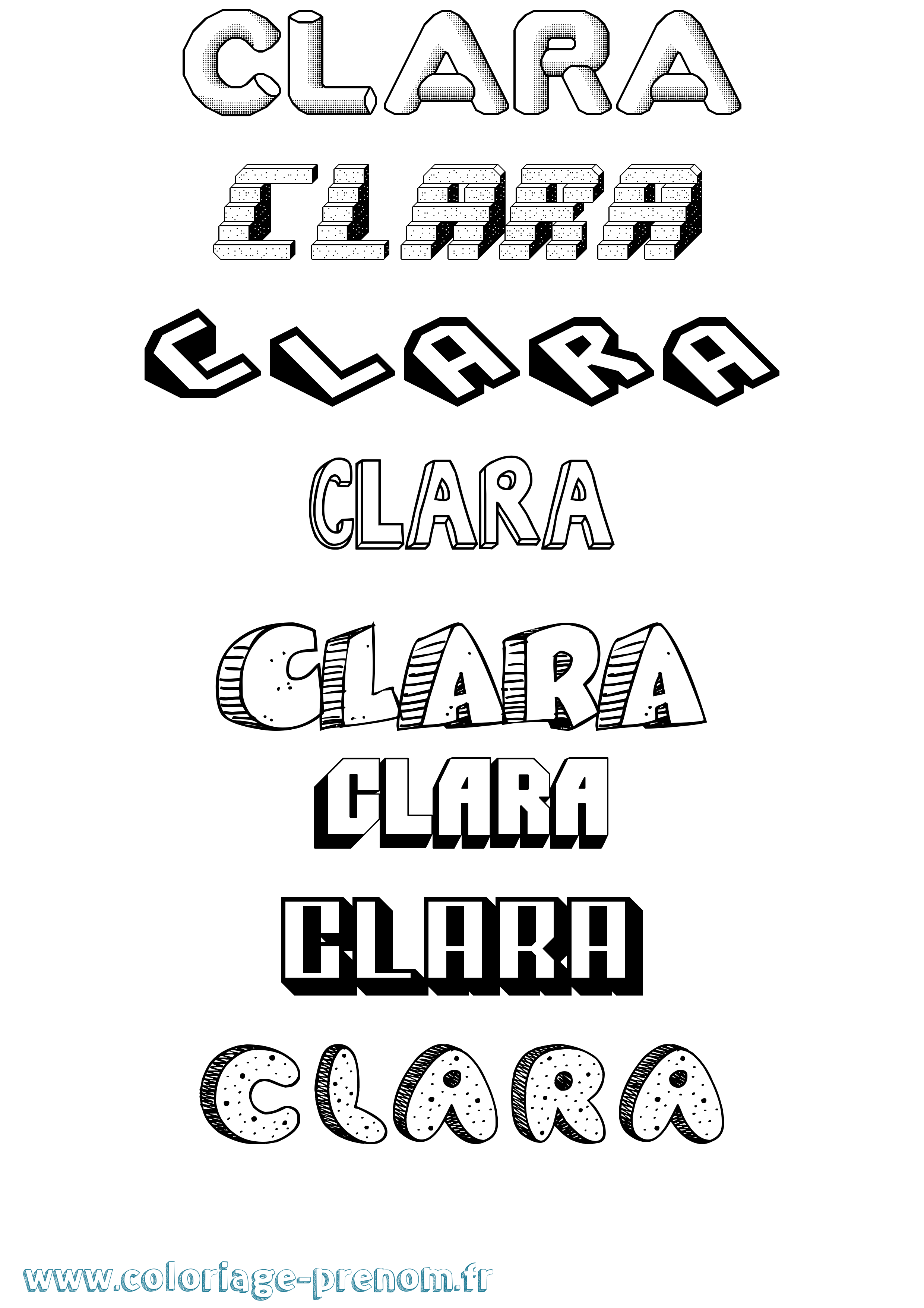 Coloriage prénom Clara Effet 3D