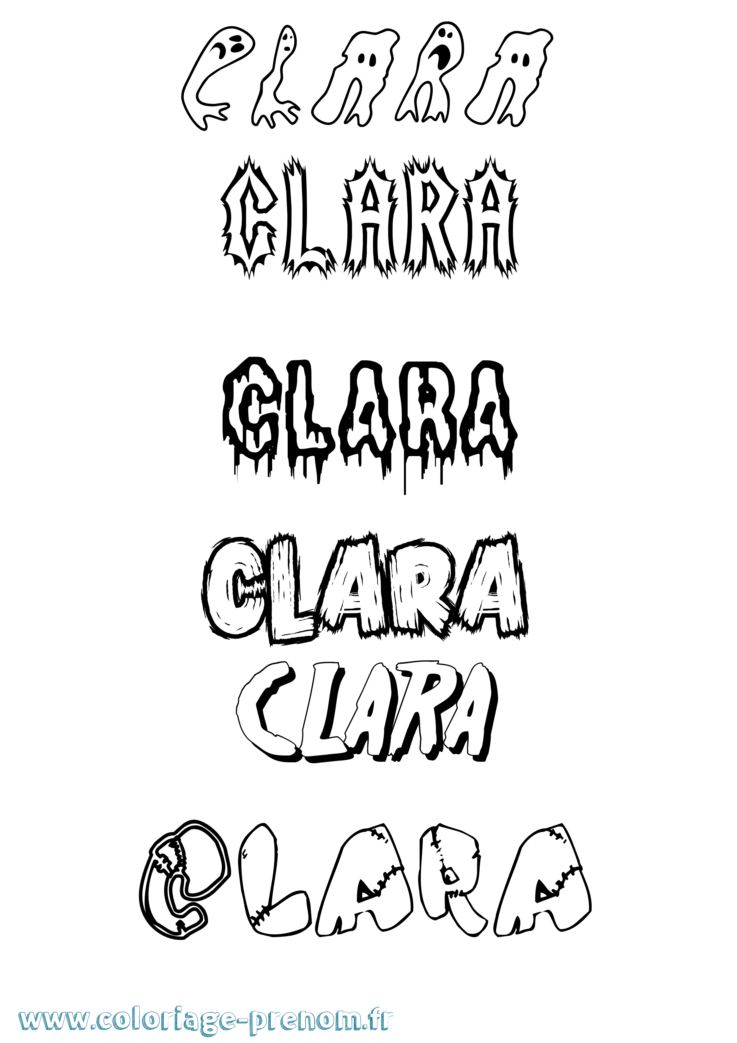 Coloriage prénom Clara Frisson