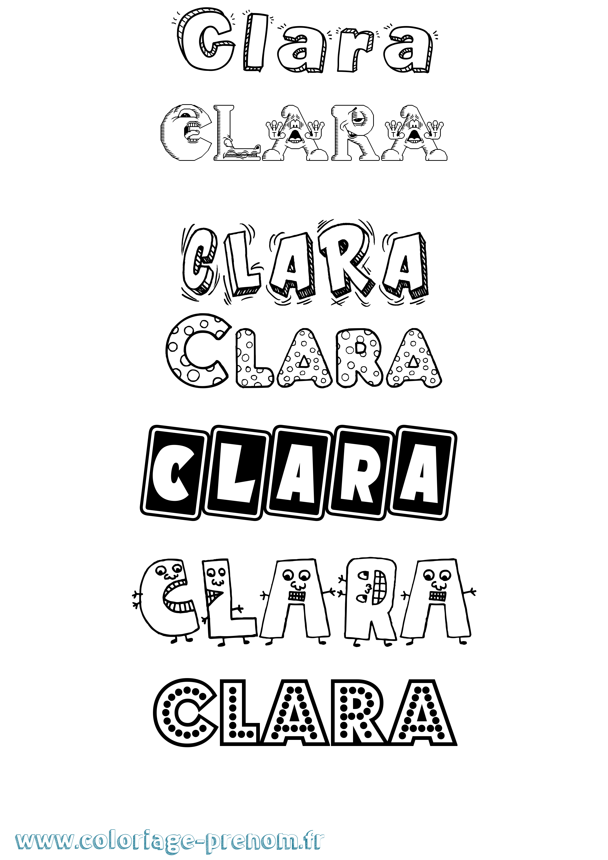 Coloriage prénom Clara Fun