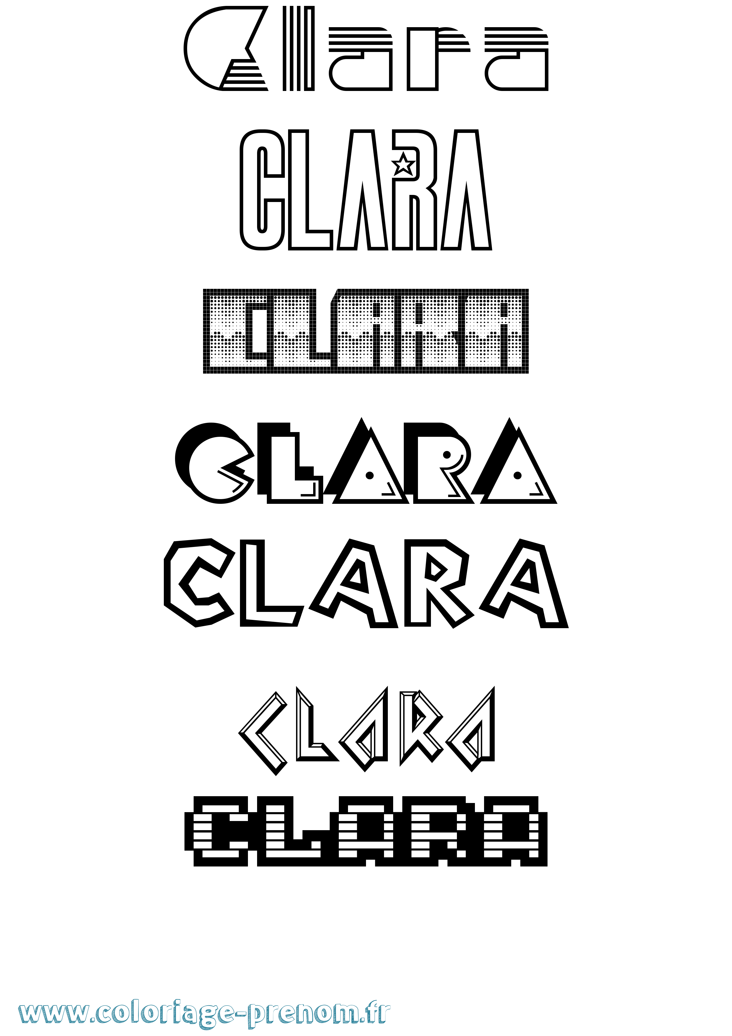 Coloriage prénom Clara Jeux Vidéos